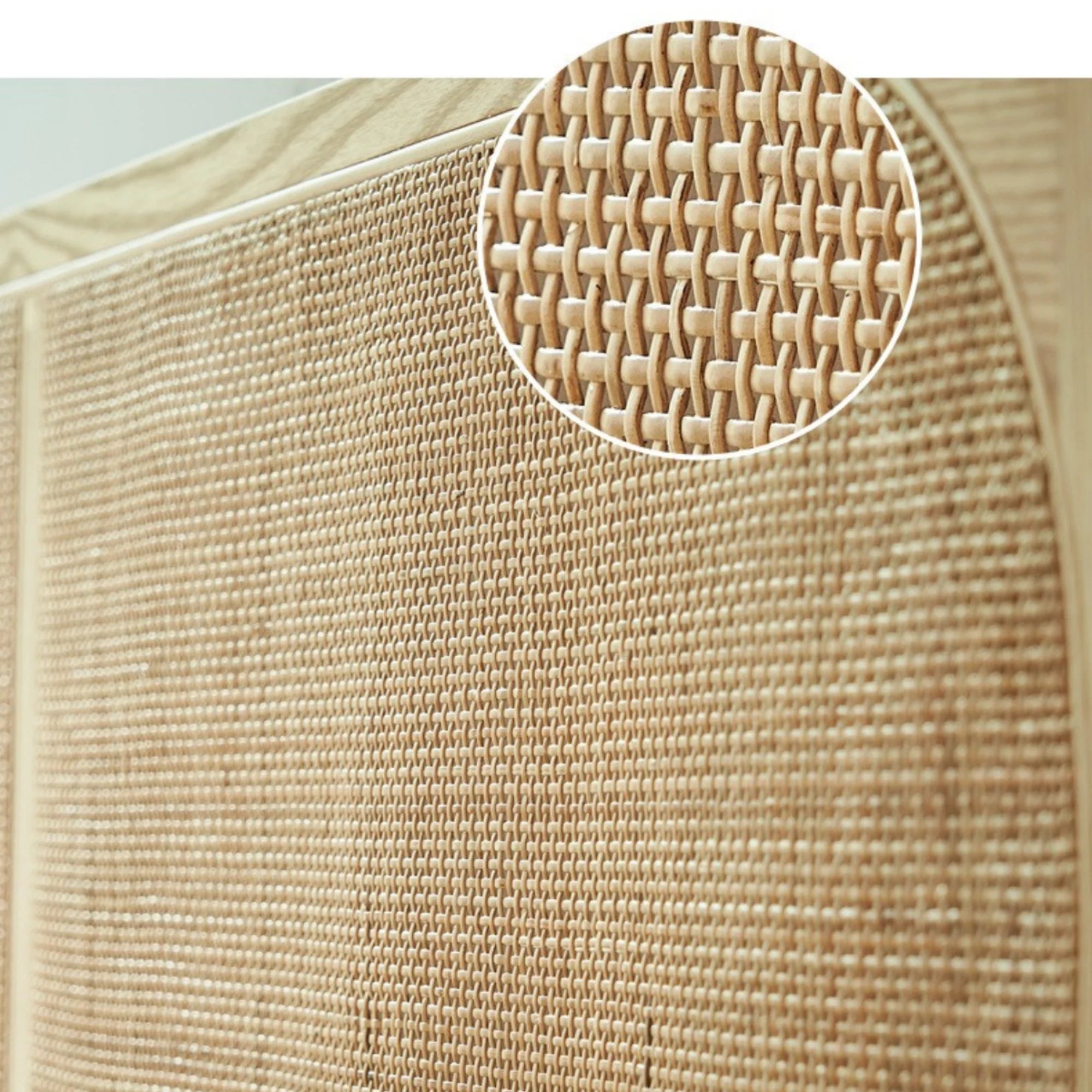 Bohoboho Costa Solid Wood & Rattan Bed Frame, Natural Wood