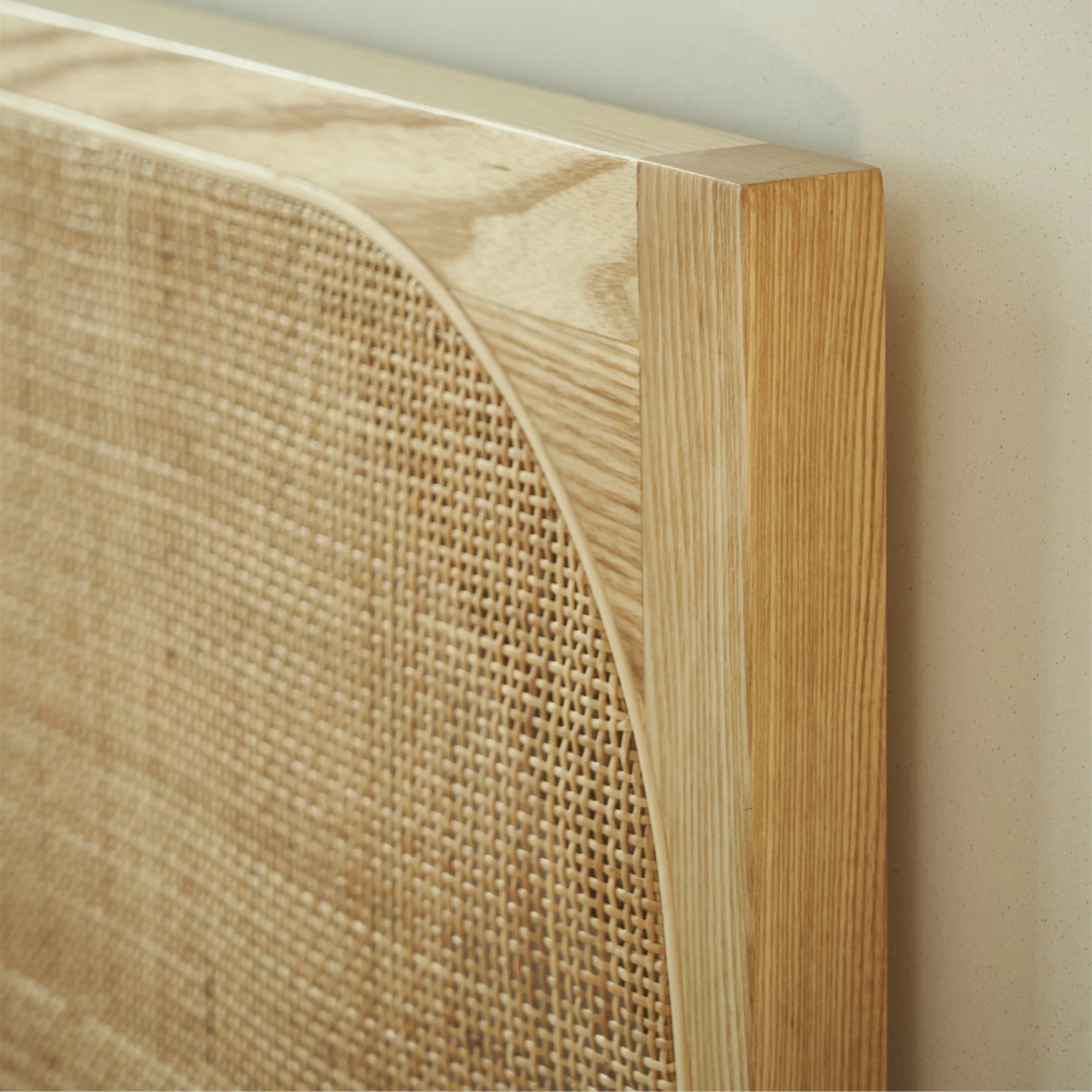 Bohoboho Costa Solid Wood & Rattan Bed Frame, Natural Wood