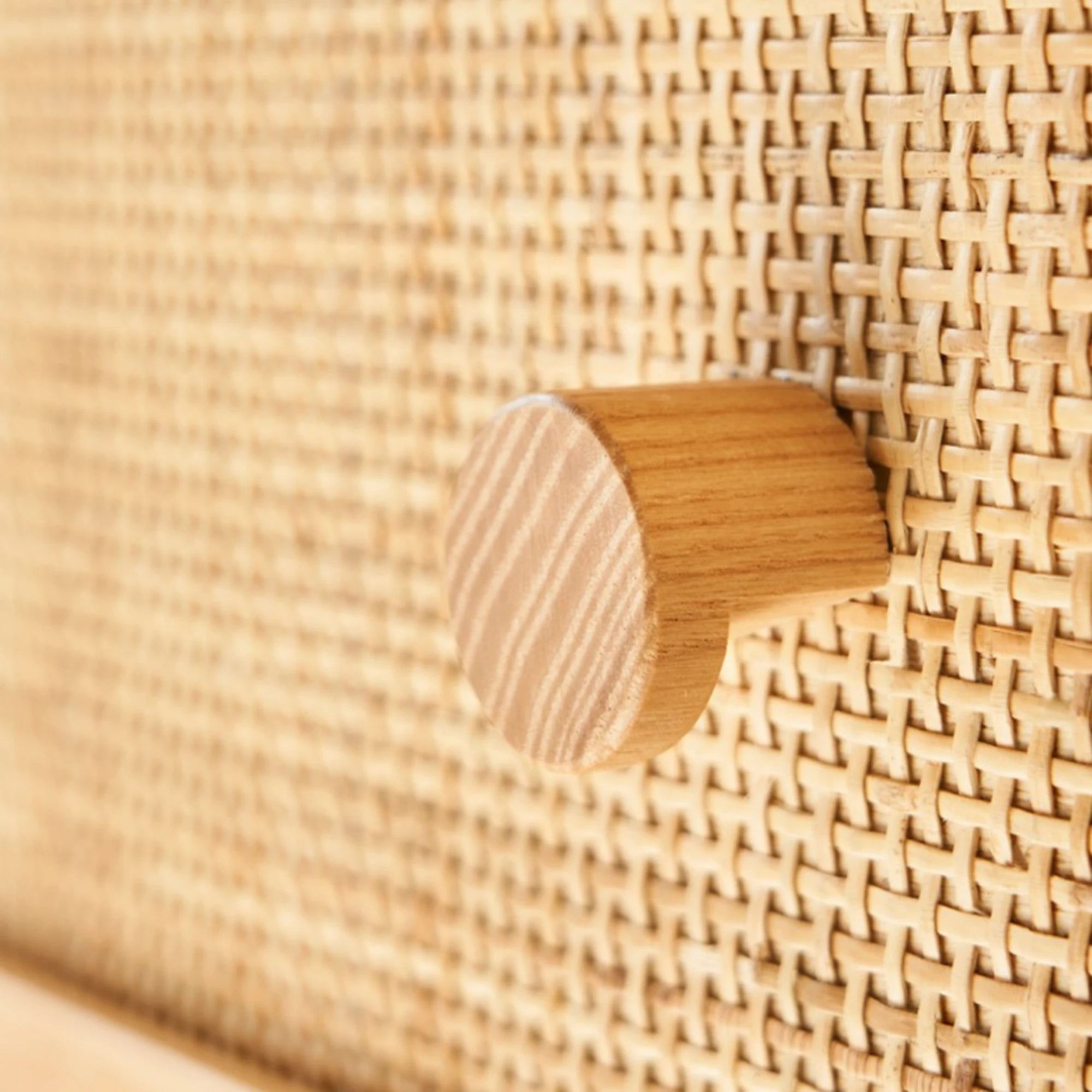 BohoBoho Costa Solid Wood & Rattan Chest of 5 Drawers, Natural Wood, 80x42x129cm