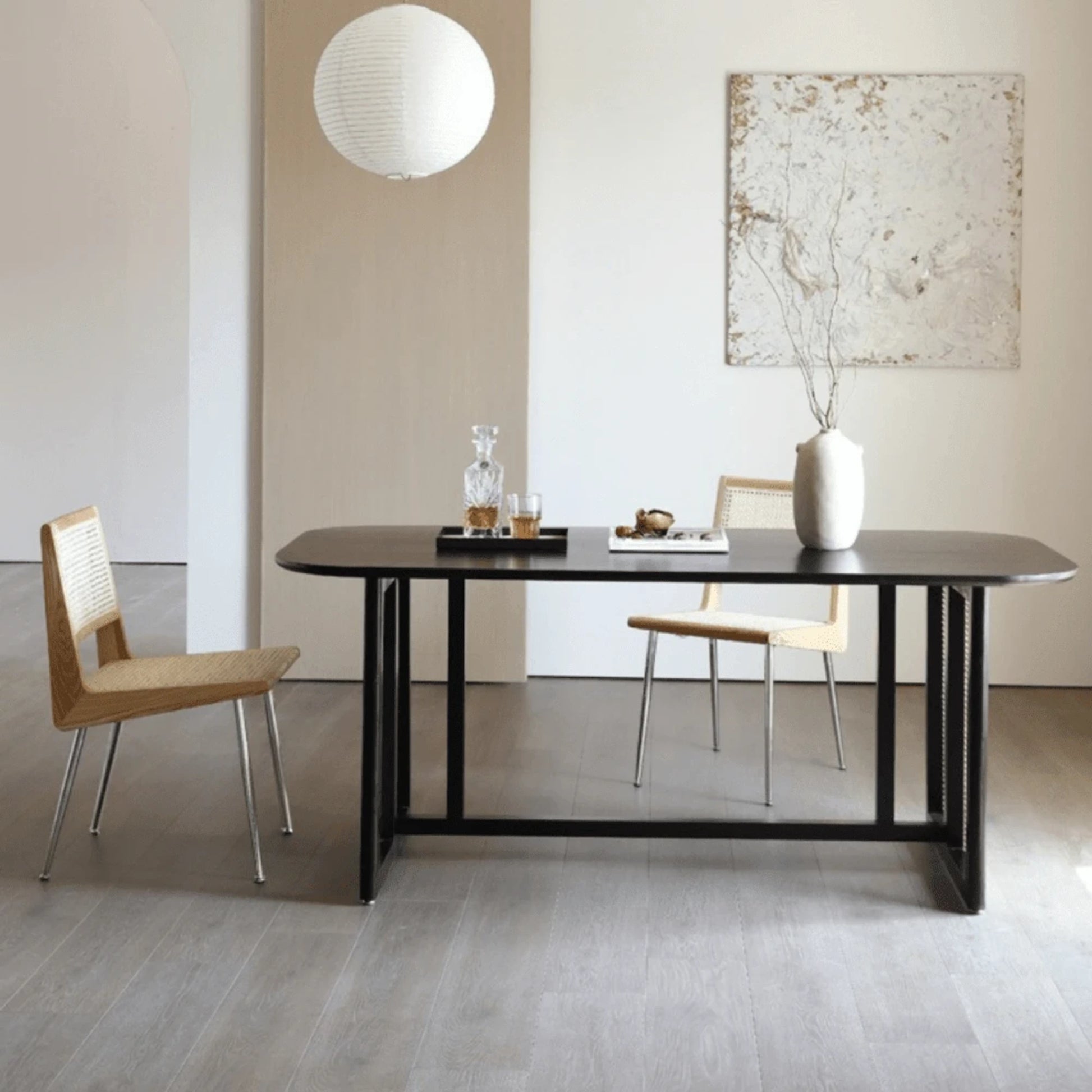 BohoBoho Costa Solid Wood & Rattan Chest of 5 Drawers, Natural Wood, 80x42x129cm