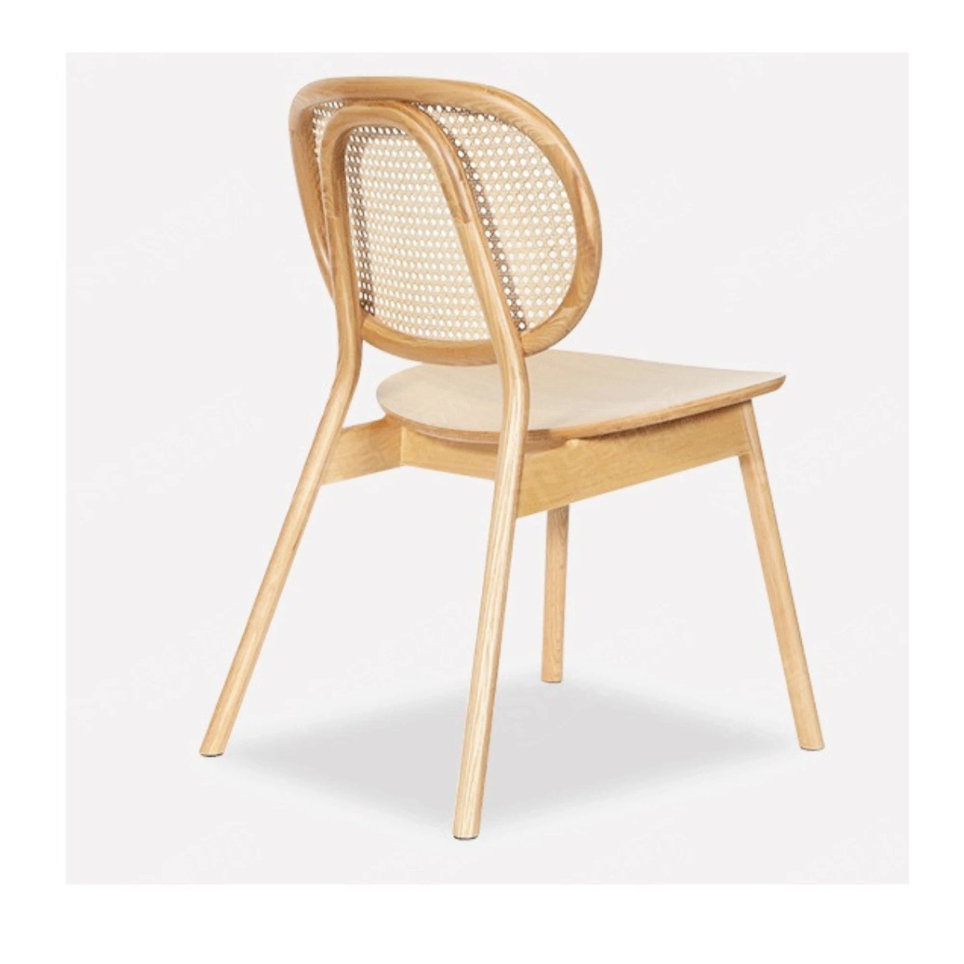 BohoBoho Costa Solid Wood & Rattan Dining Chair, Natural Wood, Set of 2