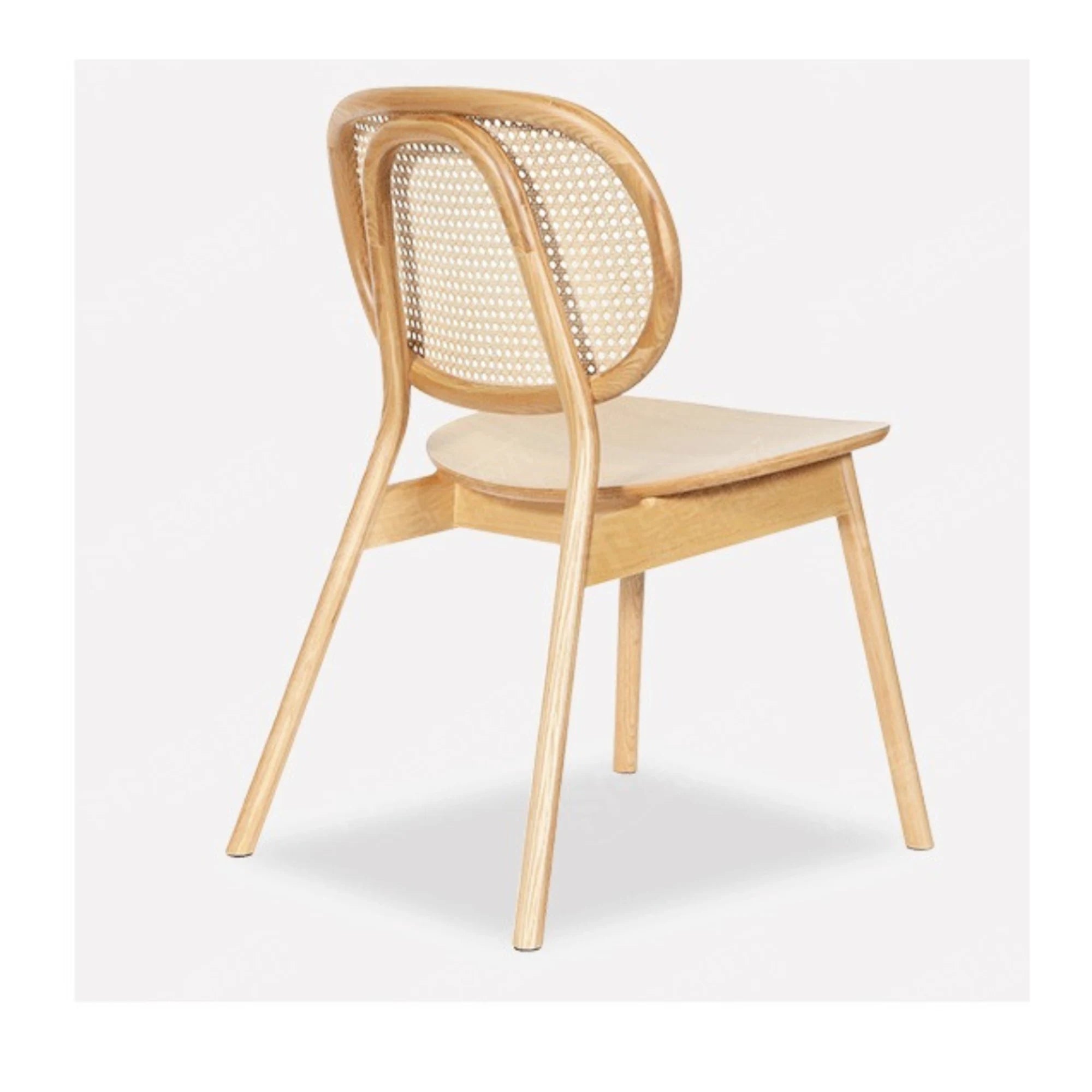 BohoBoho Costa Solid Wood & Rattan Dining Chair, Natural Wood, Set of 2