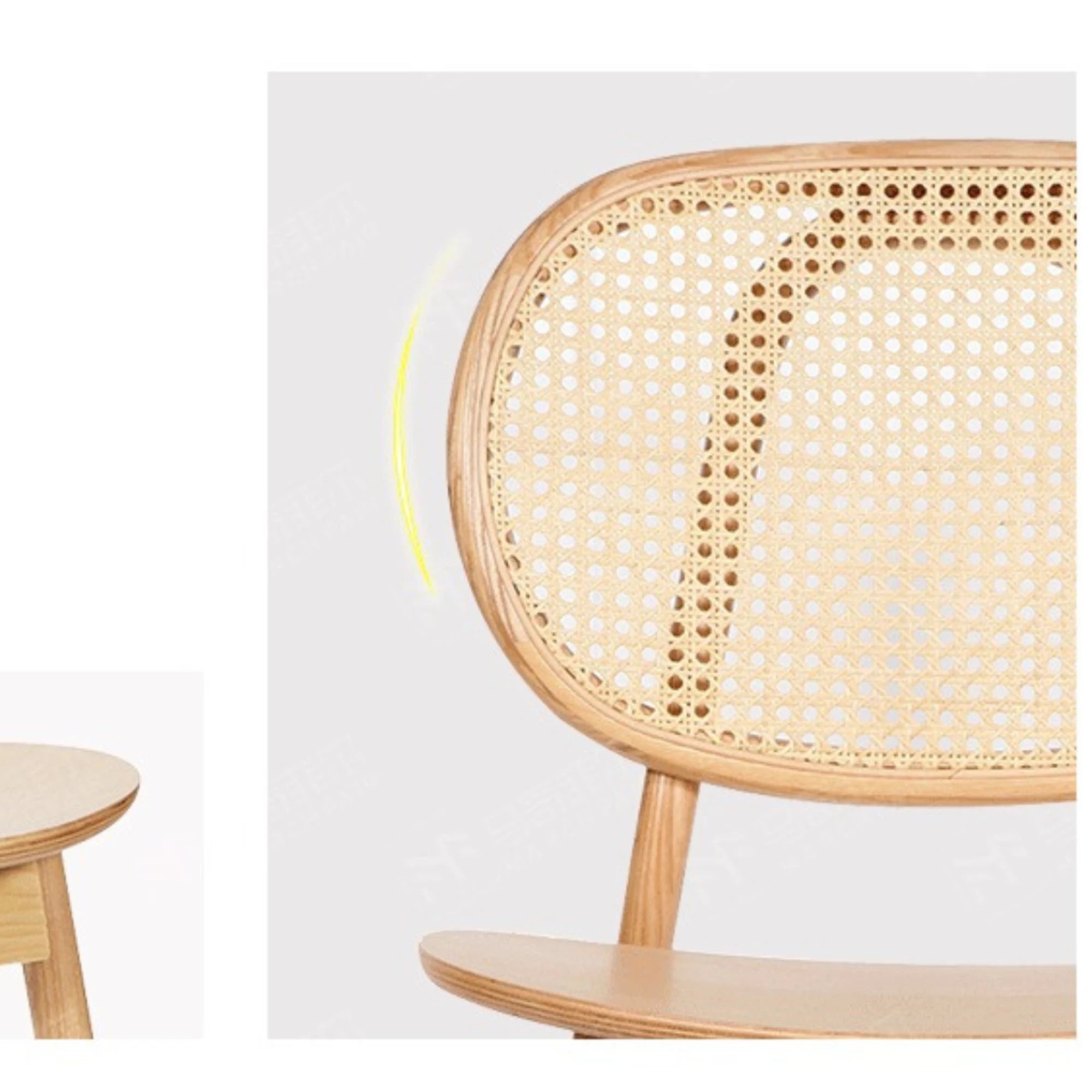 BohoBoho Costa Solid Wood & Rattan Dining Chair, Natural Wood, Set of 2