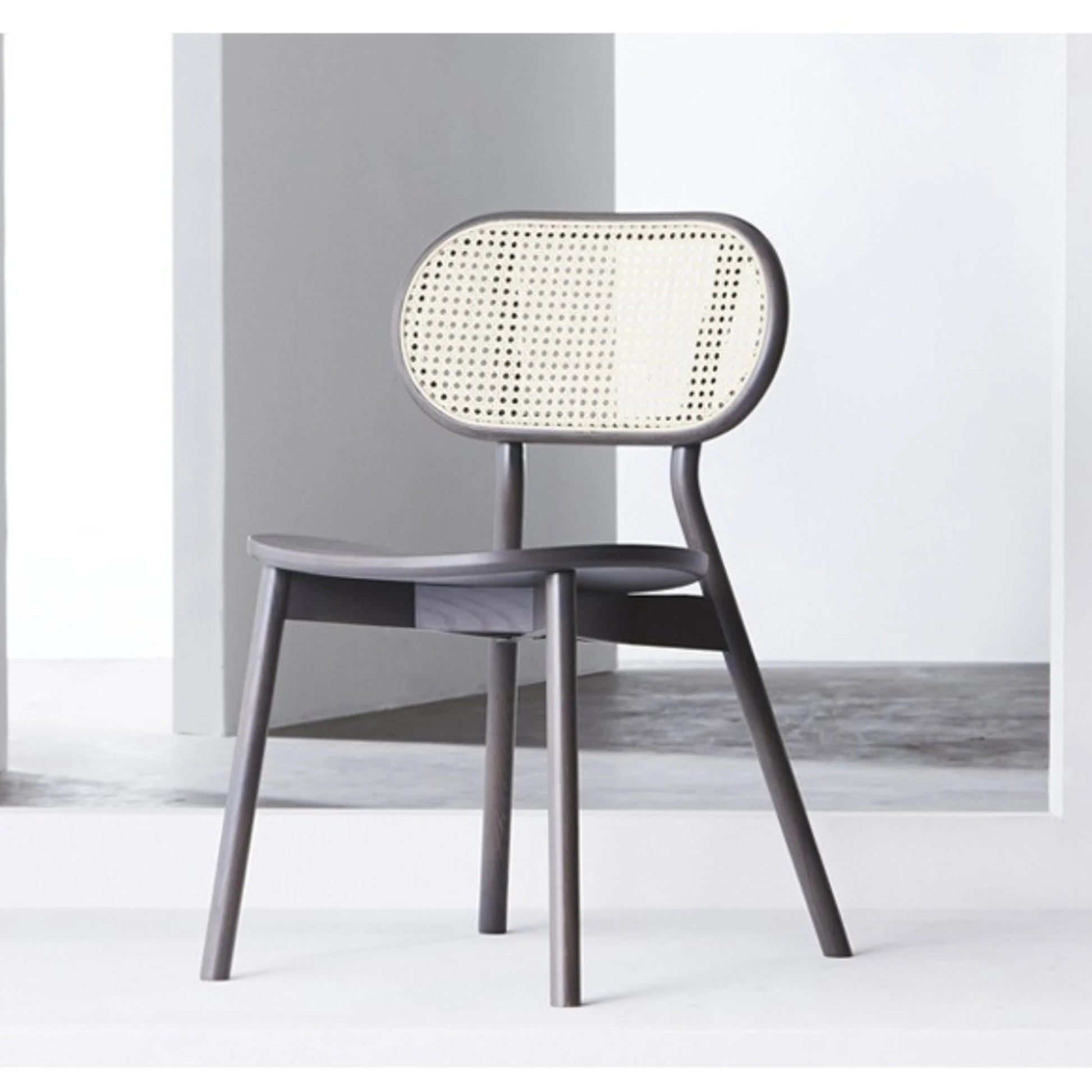 BohoBoho Costa Solid Wood & Rattan Dining Chair, Black, Set of 2