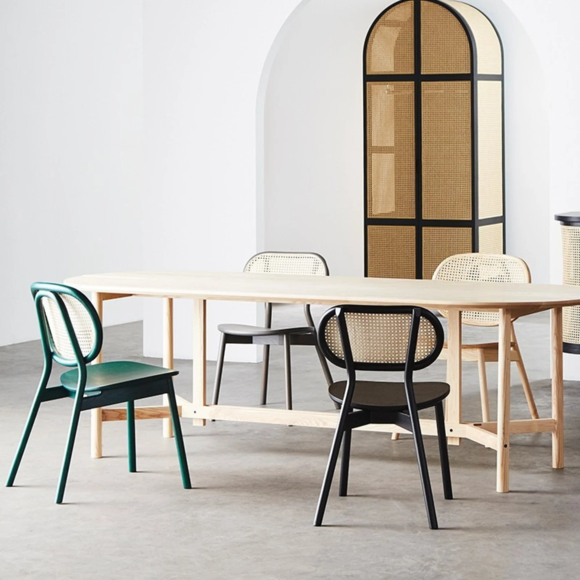 BohoBoho Costa Solid Wood & Rattan Dining Chair, Black, Set of 2