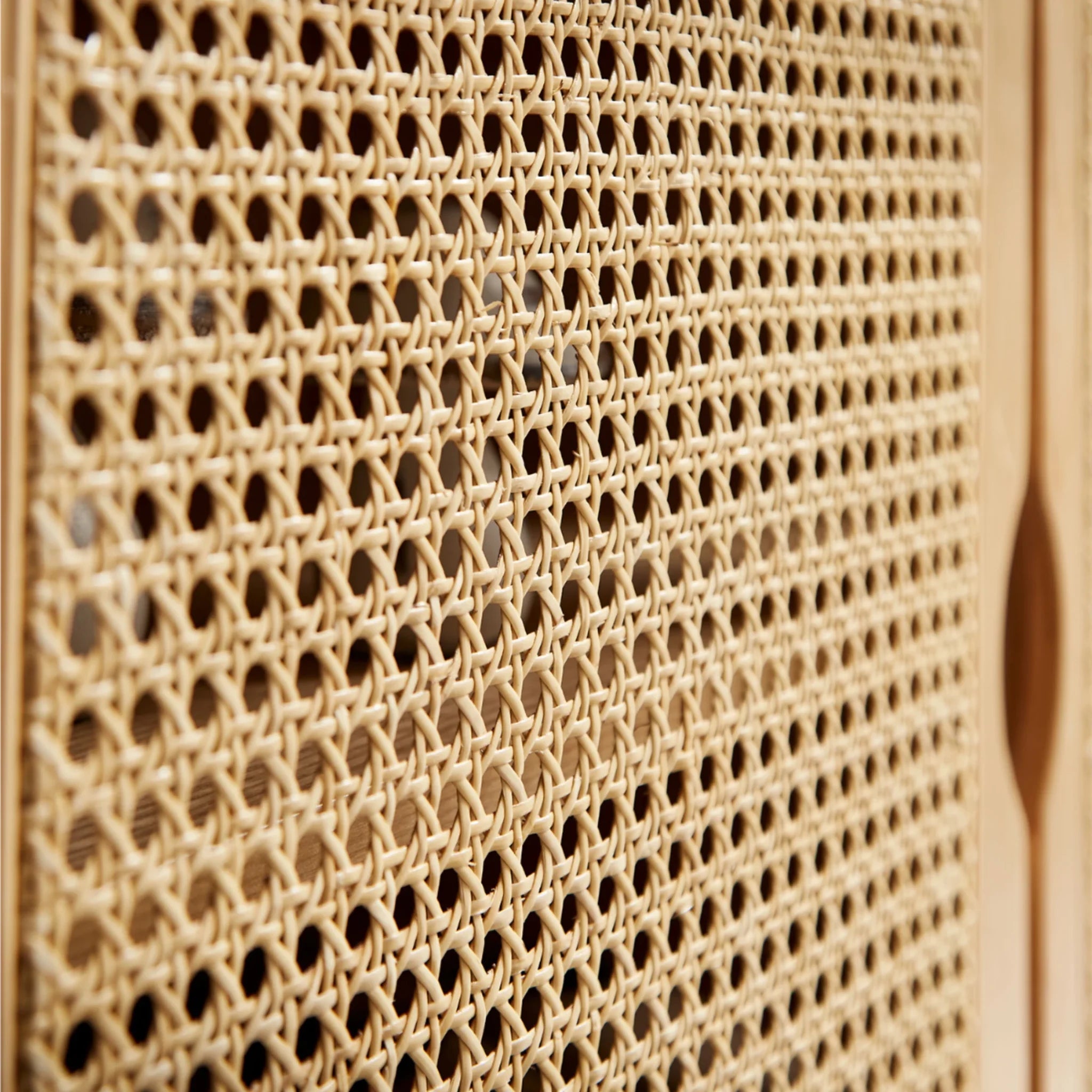 BohoBoho Costa Solid Wood & Rattan Shoe Cabinet, Natural Wood, 90x36x110cm