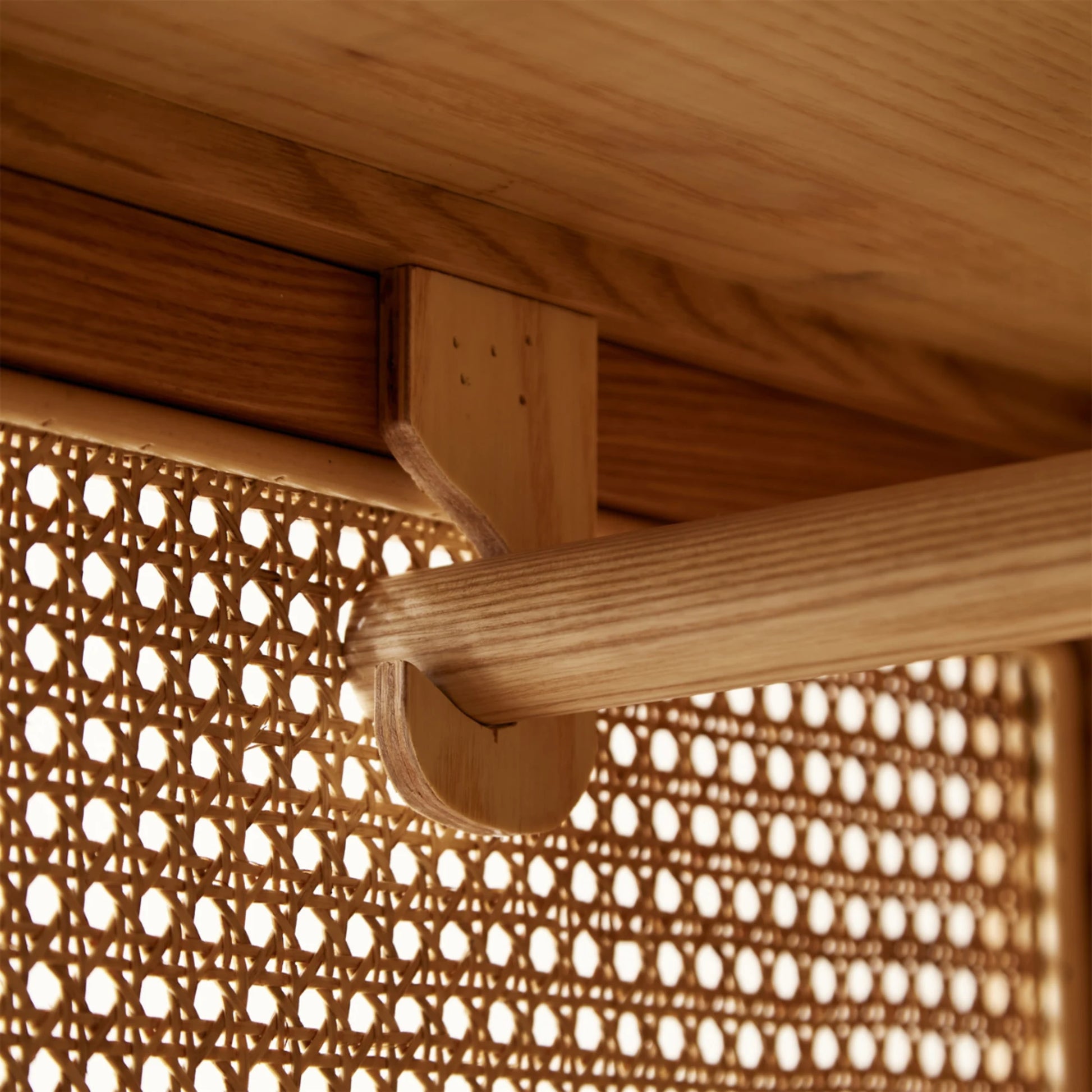 BohoBoho Costa Solid Wood & Rattan Wardrobe, Natural Wood, 110x50x175cm