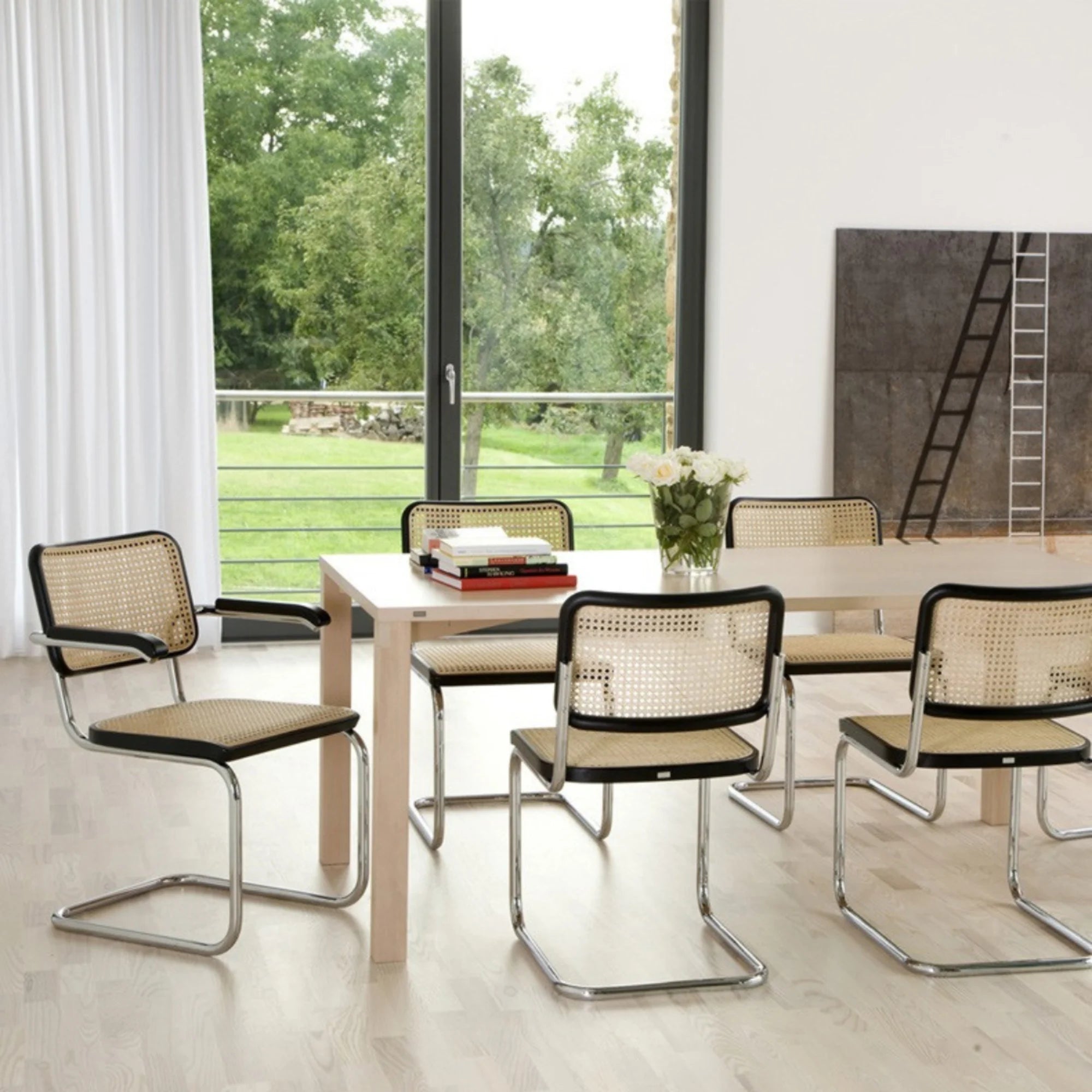 BohoBoho Gronadal Cantilever Chair, Natural Wood, Set of 2