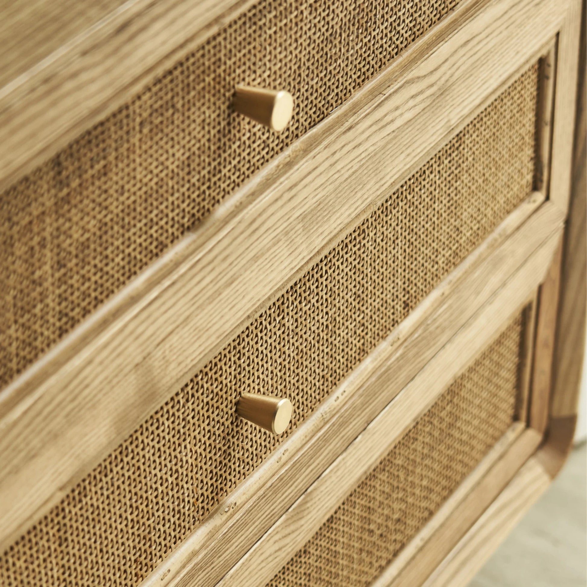 BohoBoho Laxo Solid Wood & Rattan Chest of 3 drawers, Natural Wood, 80x50x80cm