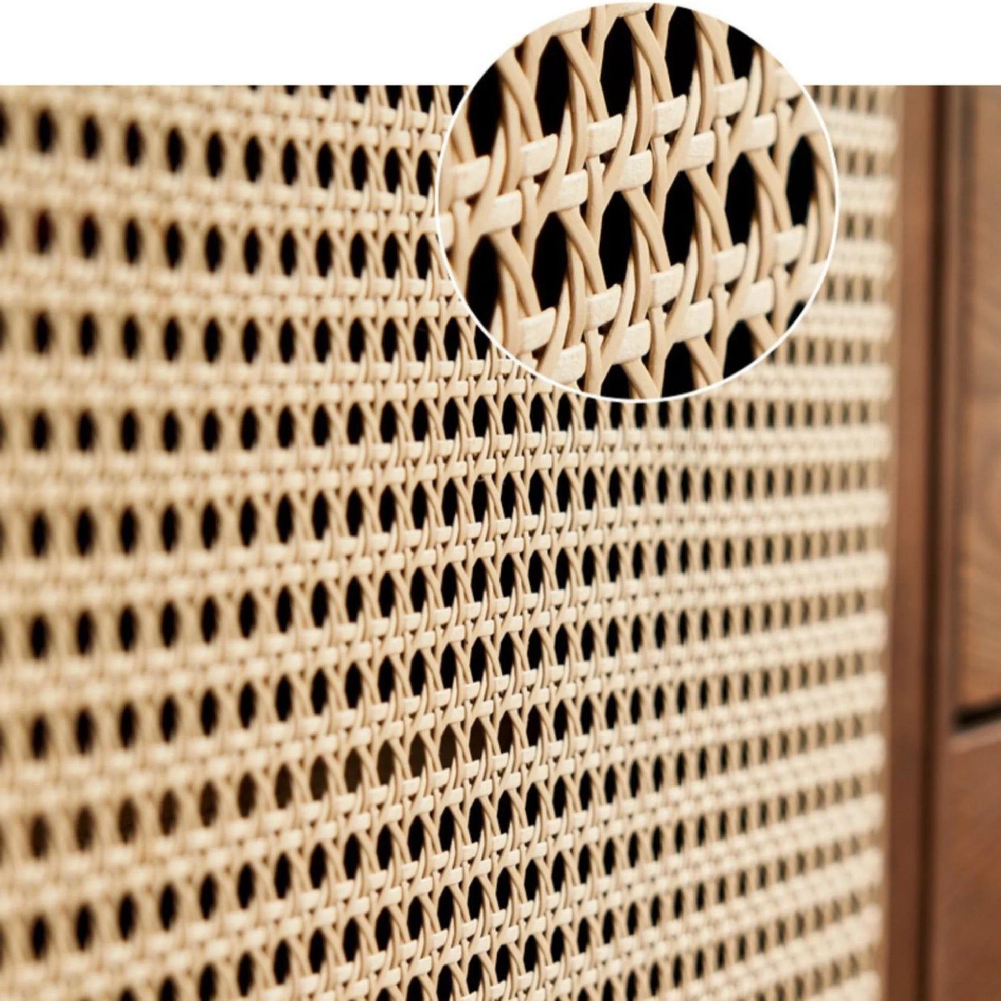 BohoBoho Laxo Solid Wood & Rattan Sideboard, Dark Wood, 160x45x85cm