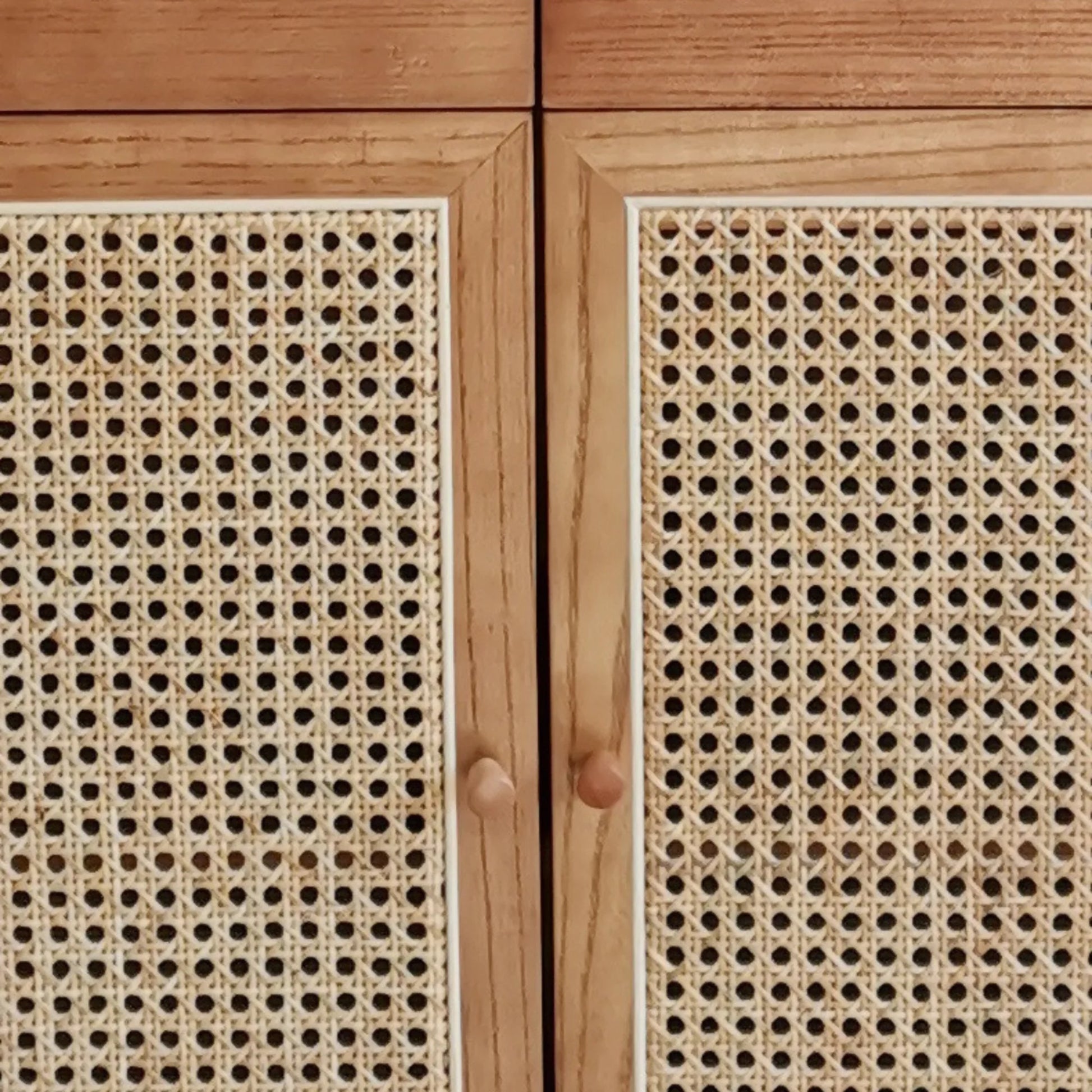 BohoBoho Luna Solid Wood & Rattan Shoe Cabinet, Dark Wood, 82x32x120cm