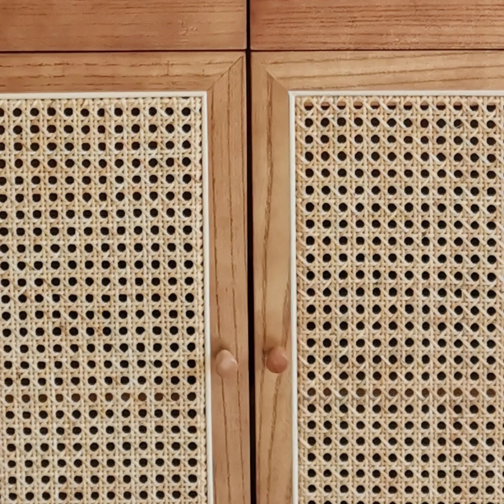 BohoBoho Luna Solid Wood & Rattan Shoe Cabinet, Dark Wood, 82x32x120cm