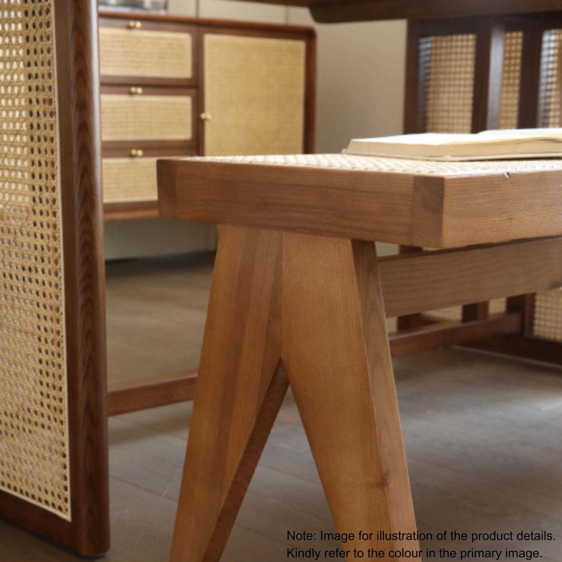 BohoBoho Monte Solid Wood & Rattan Bench, Natural Wood