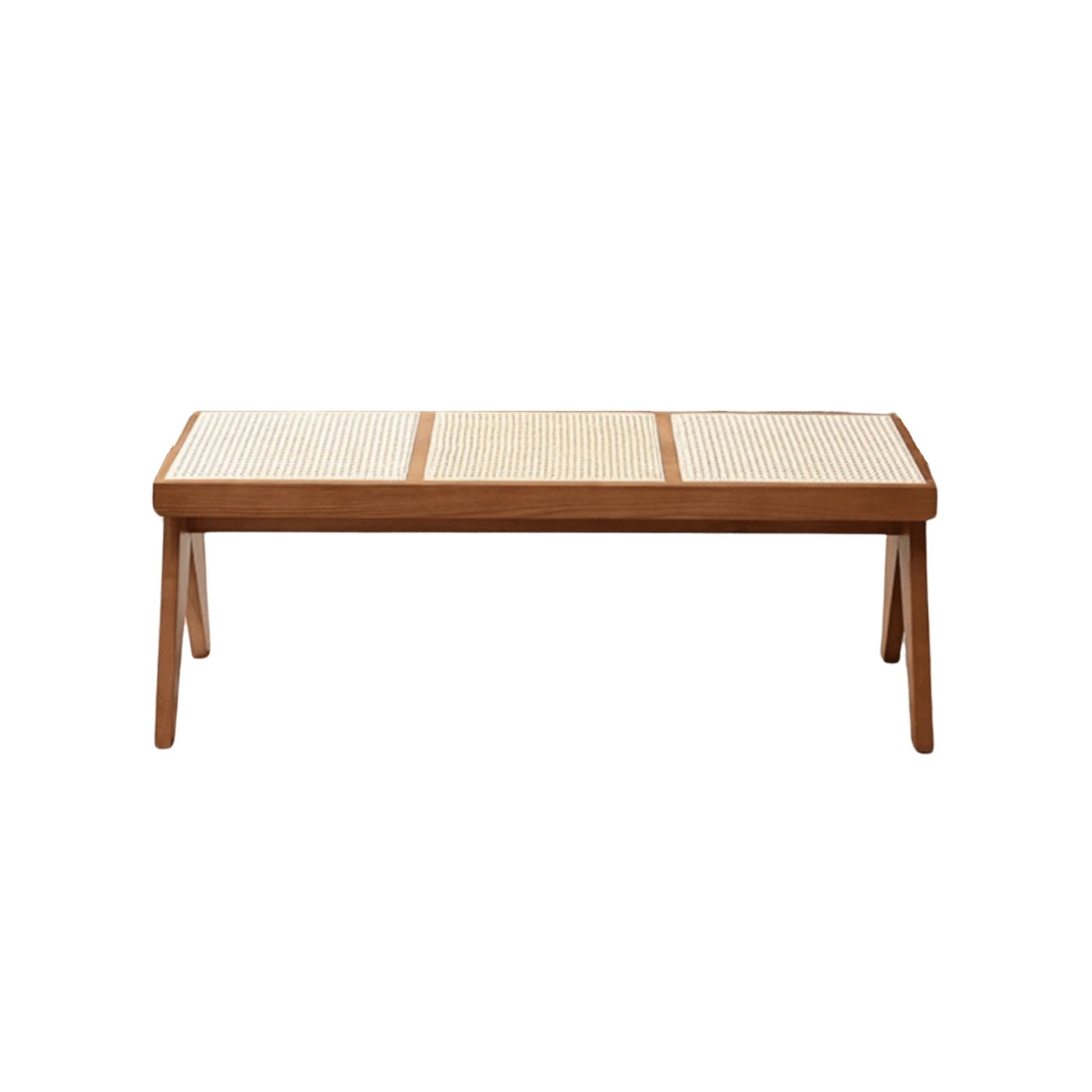 BohoBoho Monte Solid Wood & Rattan Bench, Dark Wood