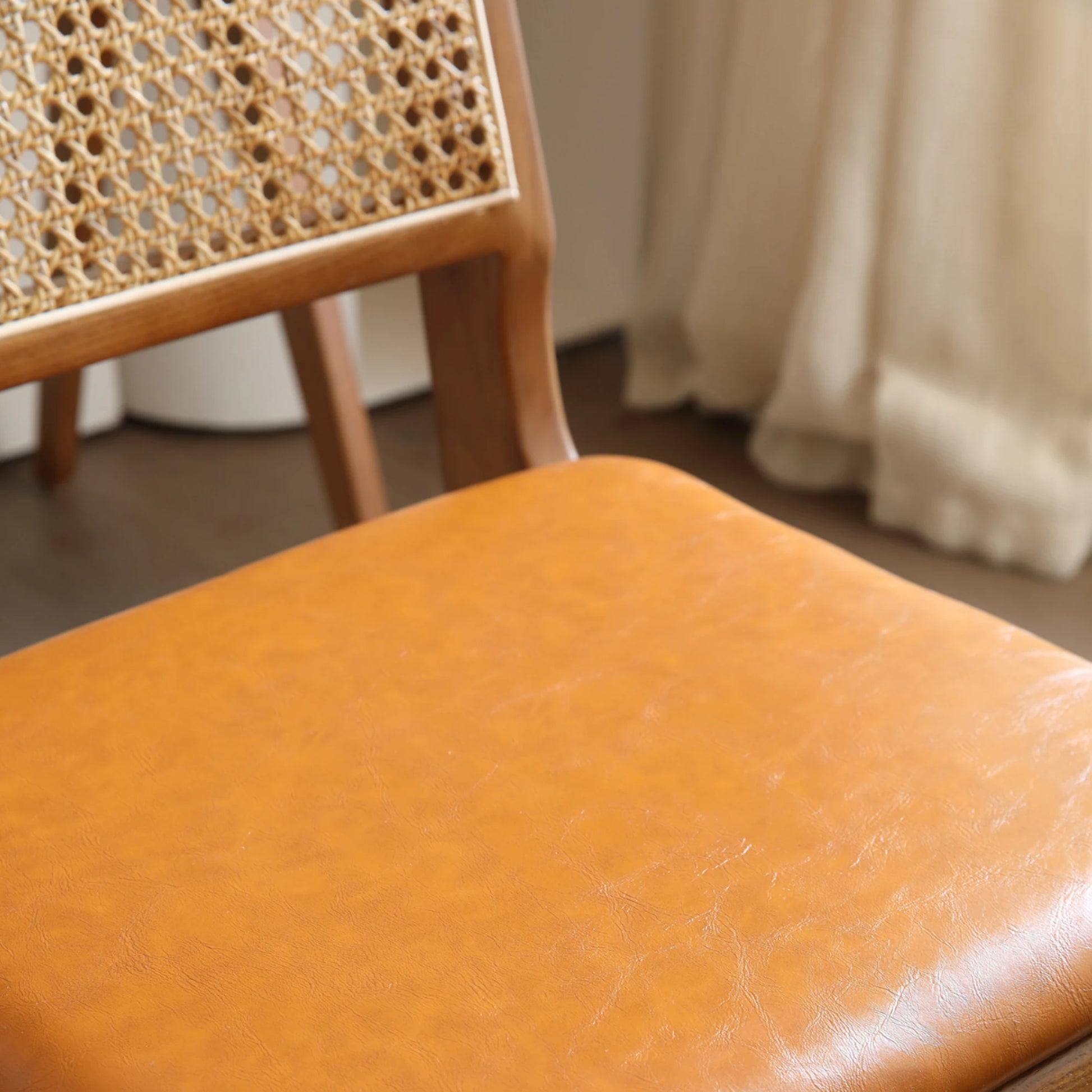 BohoBoho Noir Solid Wood & Rattan Chair, Dark Wood