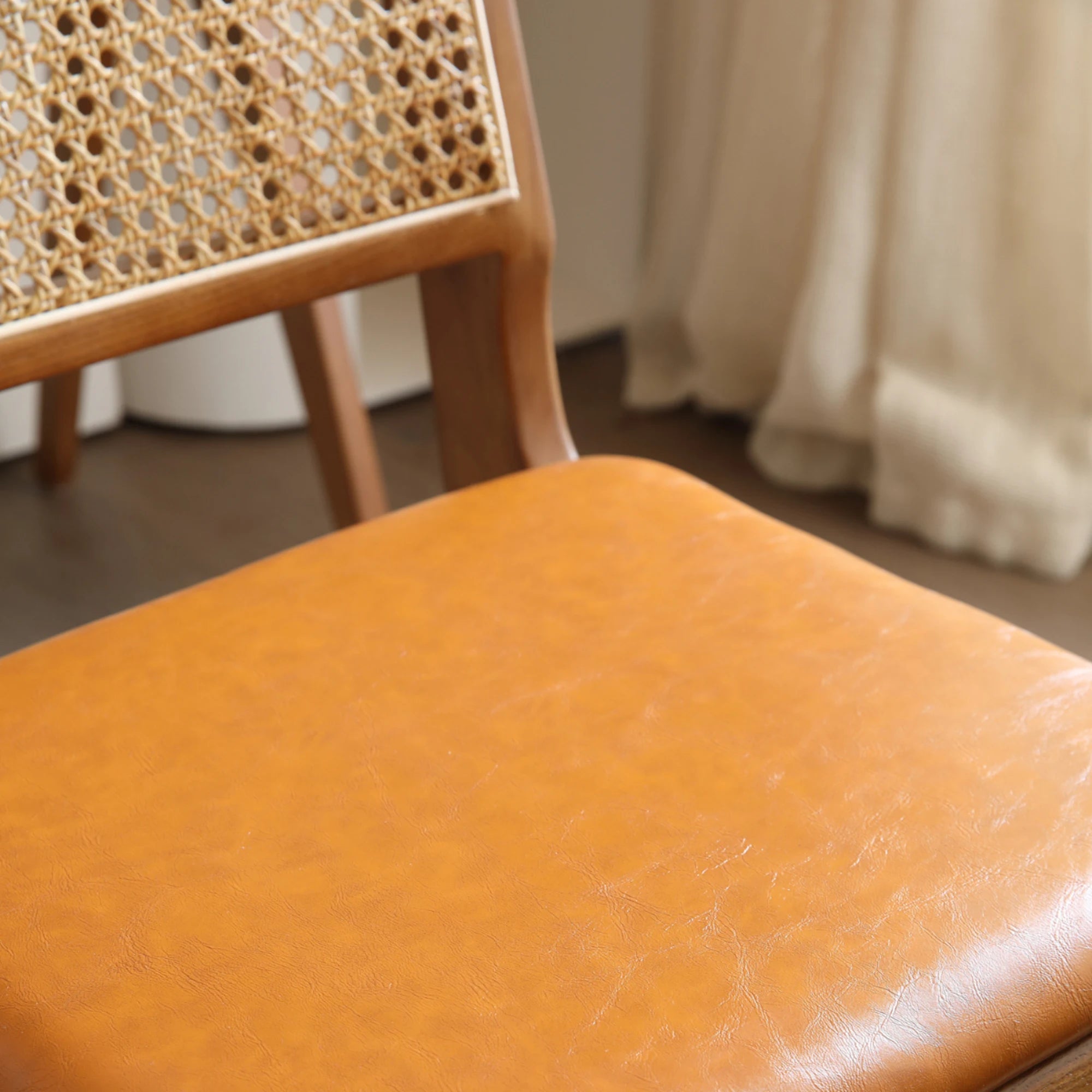 BohoBoho Noir Solid Wood & Rattan Chair, Dark Wood