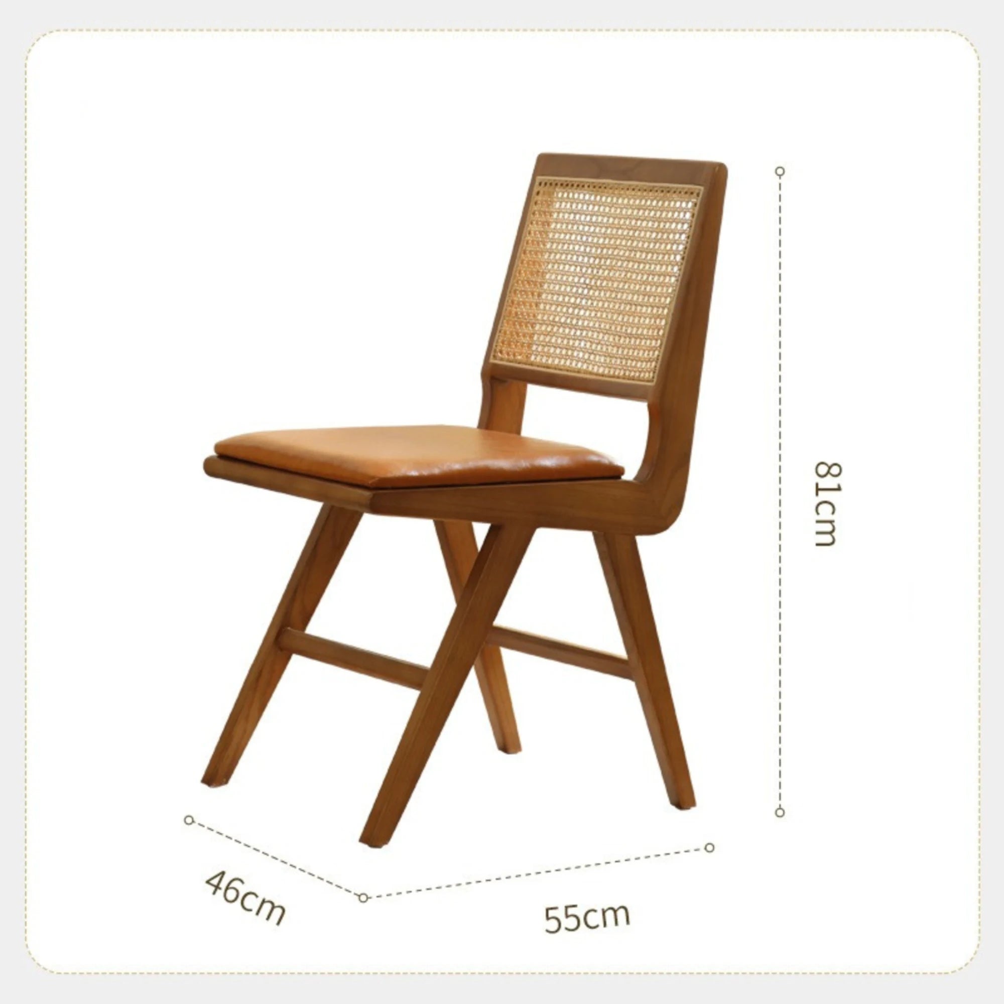 BohoBoho Noir Solid Wood & Rattan Chair, Dark Wood