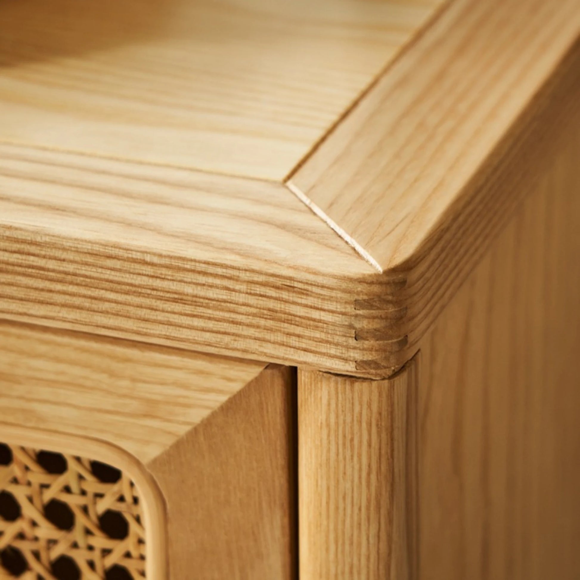 BohoBoho Ora Solid Wood & Rattan Chest of 4 drawers, Natural Wood, 60x40x115cm