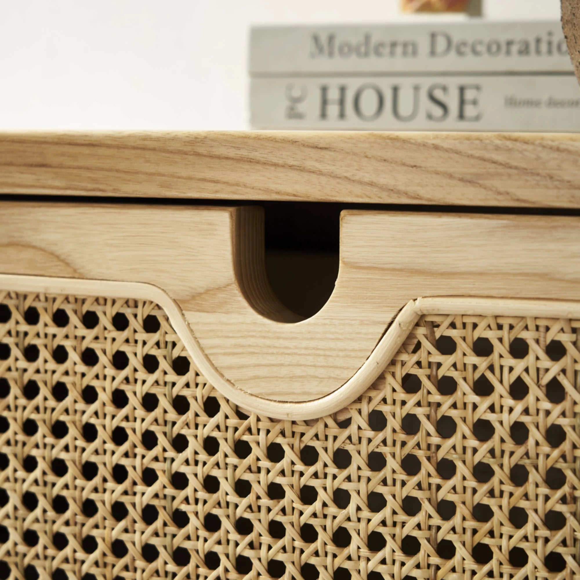 BohoBoho Ora Solid Wood & Rattan Chest of 4 drawers, Natural Wood, 60x40x115cm