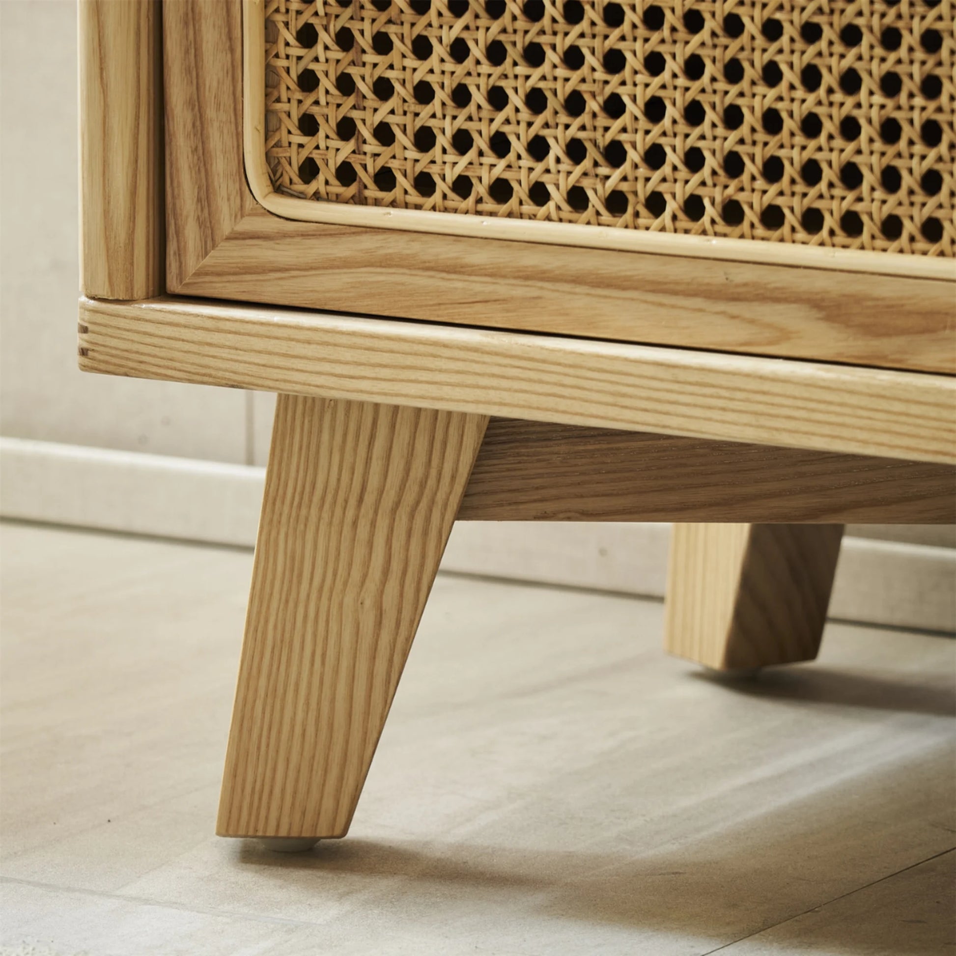 BohoBoho Ora Solid Wood & Rattan Chest of 4 drawers, Natural Wood, 60x40x115cm