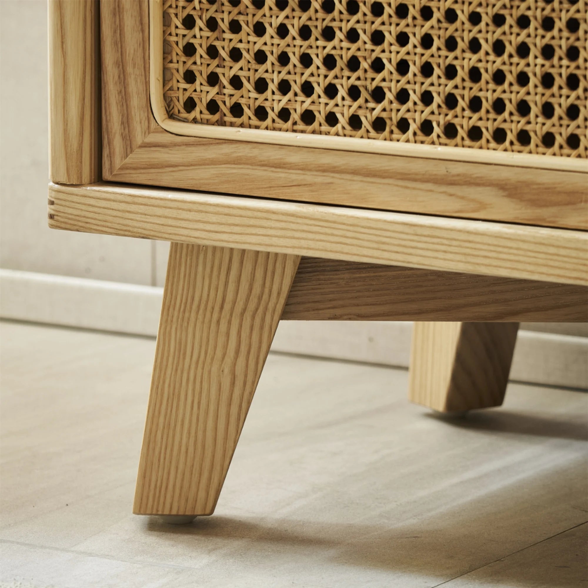 BohoBoho Ora Solid Wood & Rattan Chest of 4 drawers, Natural Wood, 60x40x115cm