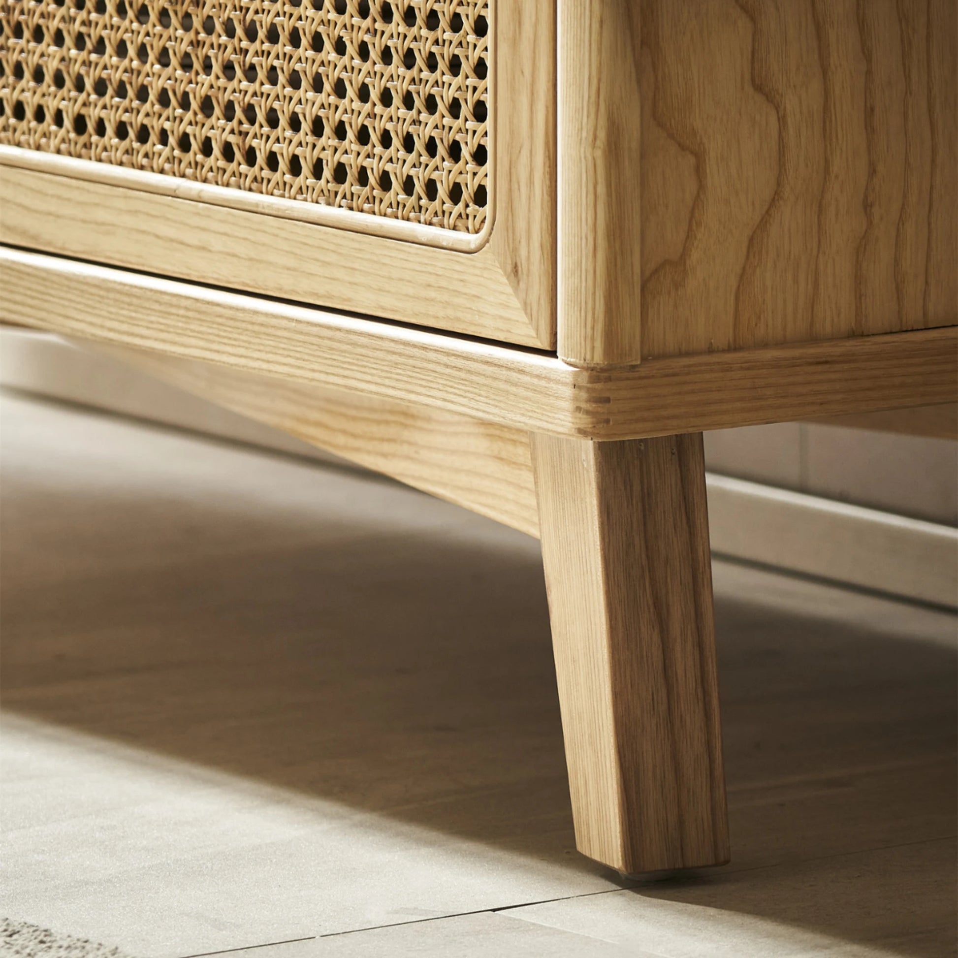 BohoBoho Ora Solid Wood & Rattan Chest of 9 drawers, Natural Wood, 180x40x90cm