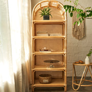 BohoBoho Ortu Rattan Shelving Unit, Natural Wood, 65x45x170cm