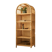 BohoBoho Ortu Rattan Shelving Unit, Natural Wood, 65x45x170cm