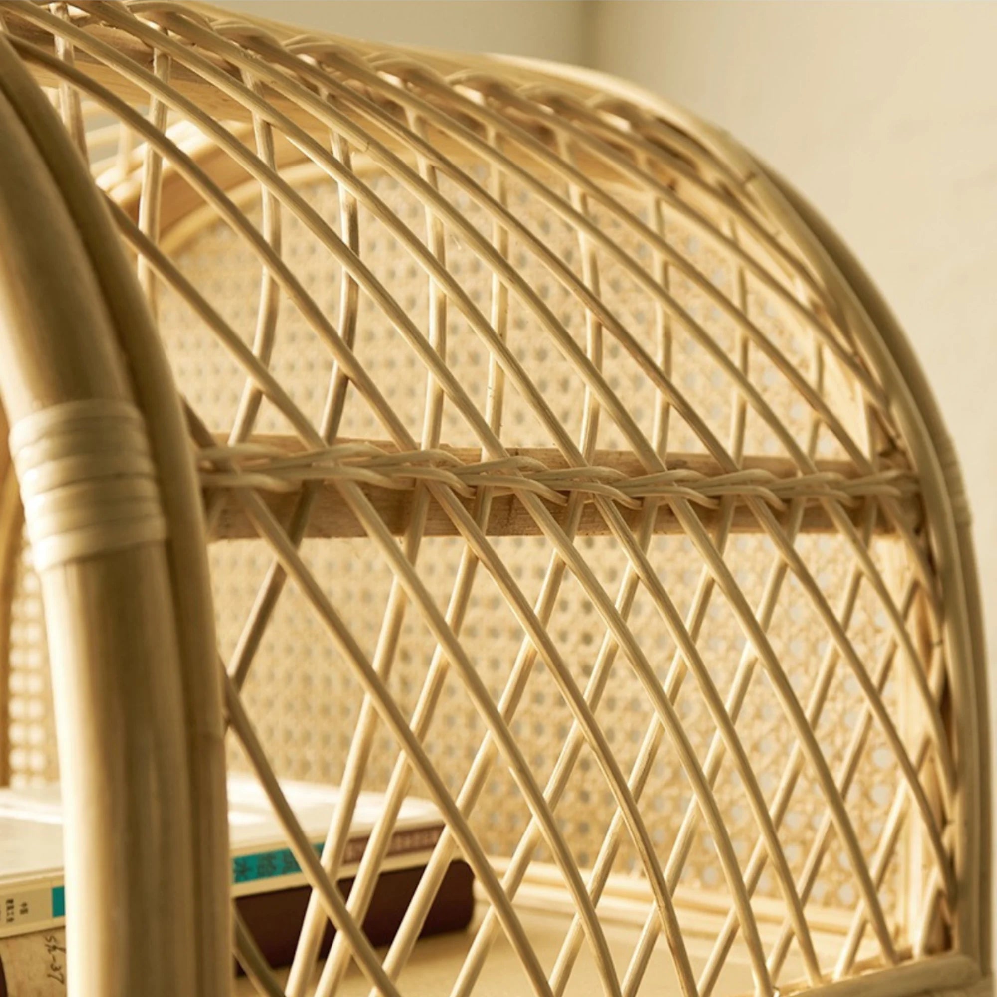 BohoBoho Ortu Rattan Shelving Unit, Natural Wood, 65x45x170cm
