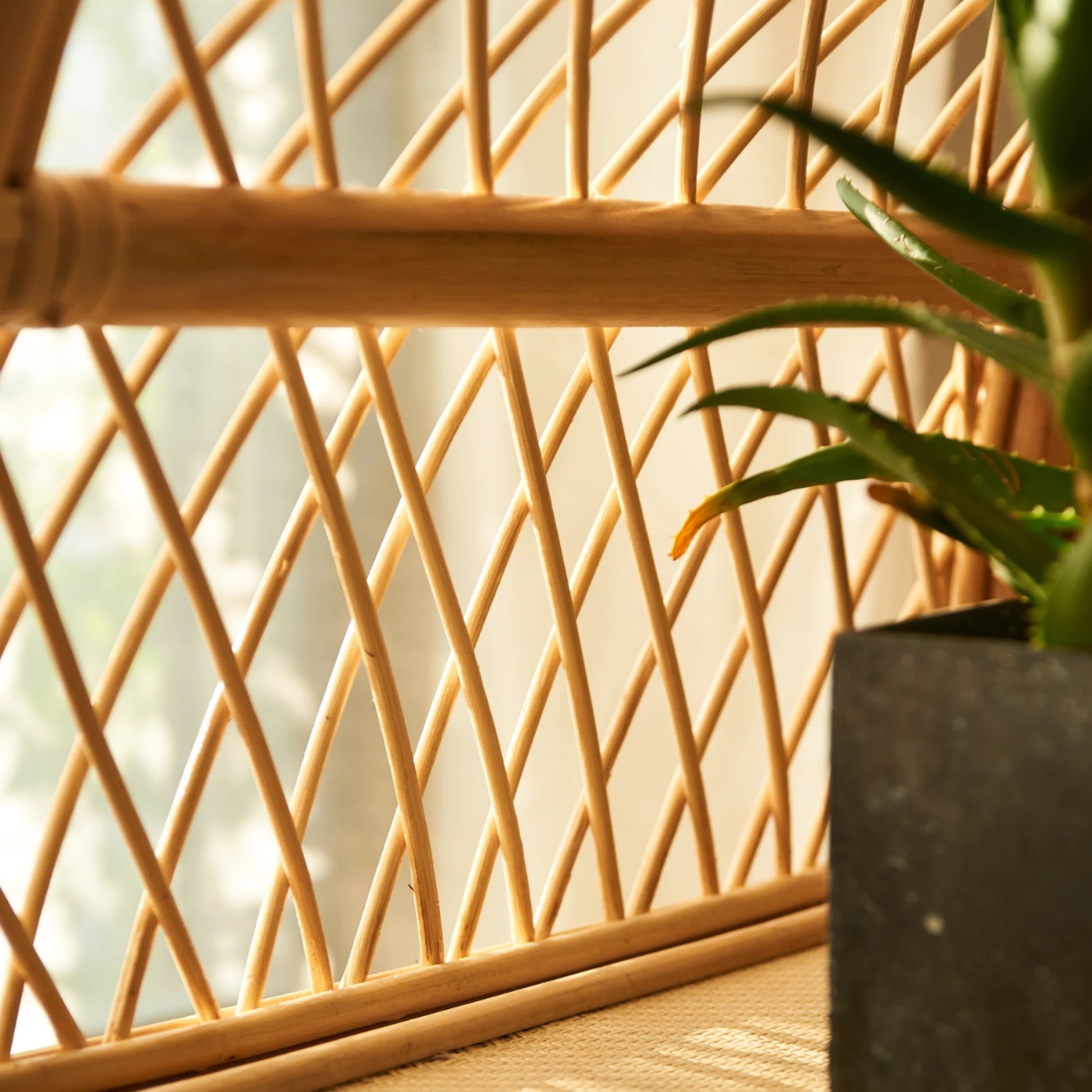 BohoBoho Ortu Rattan Shelving Unit, Natural Wood, 65x45x170cm