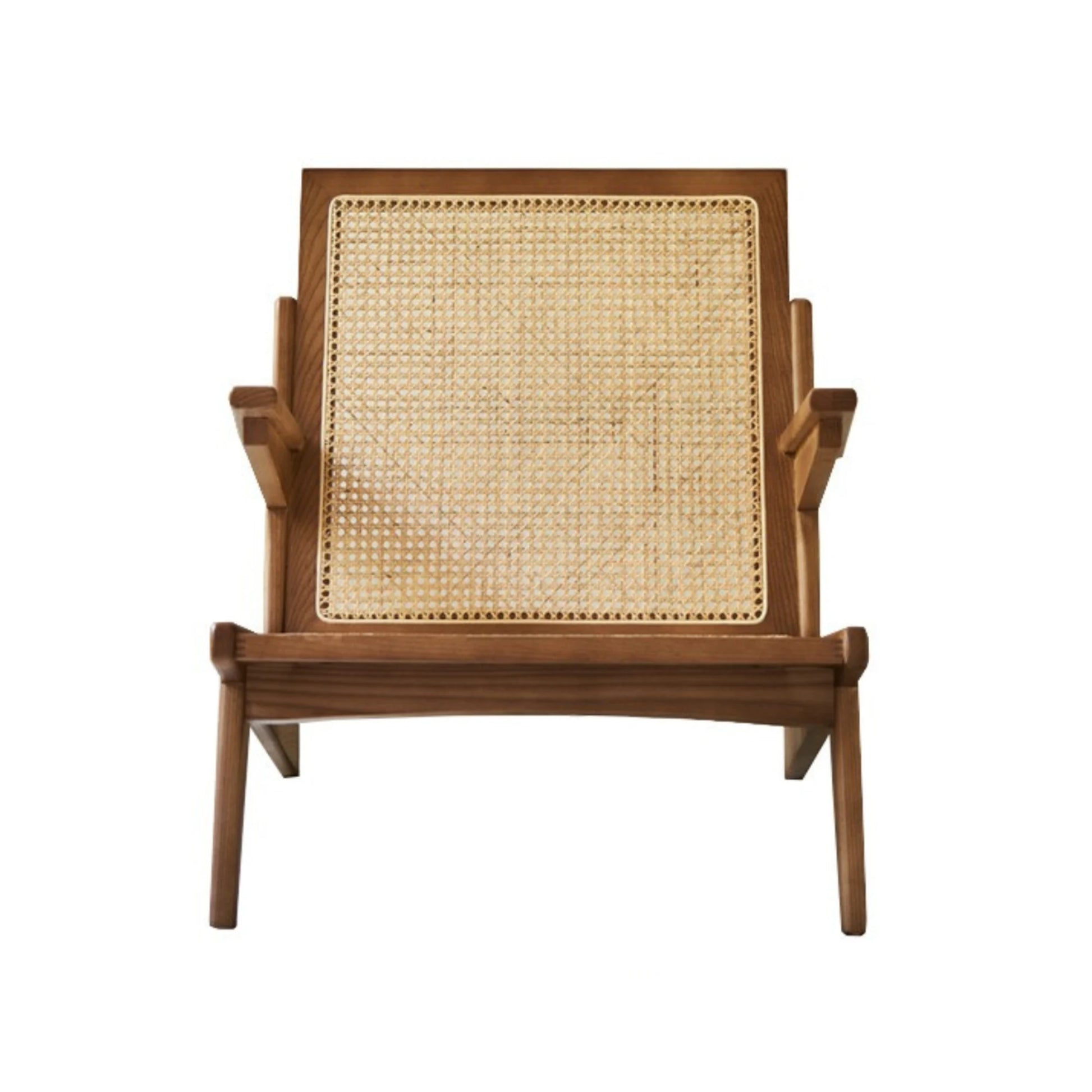 BohoBoho Rota Solid Wood & Rattan Lounge Chair, Dark Wood, 72x78x75cm