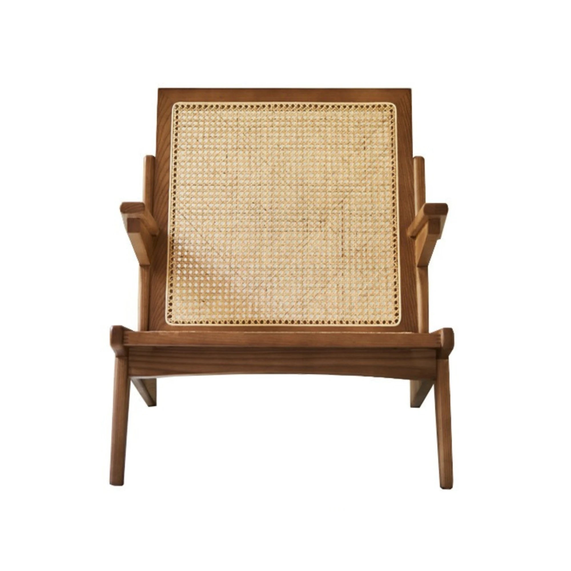 BohoBoho Rota Solid Wood & Rattan Lounge Chair, Dark Wood, 72x78x75cm