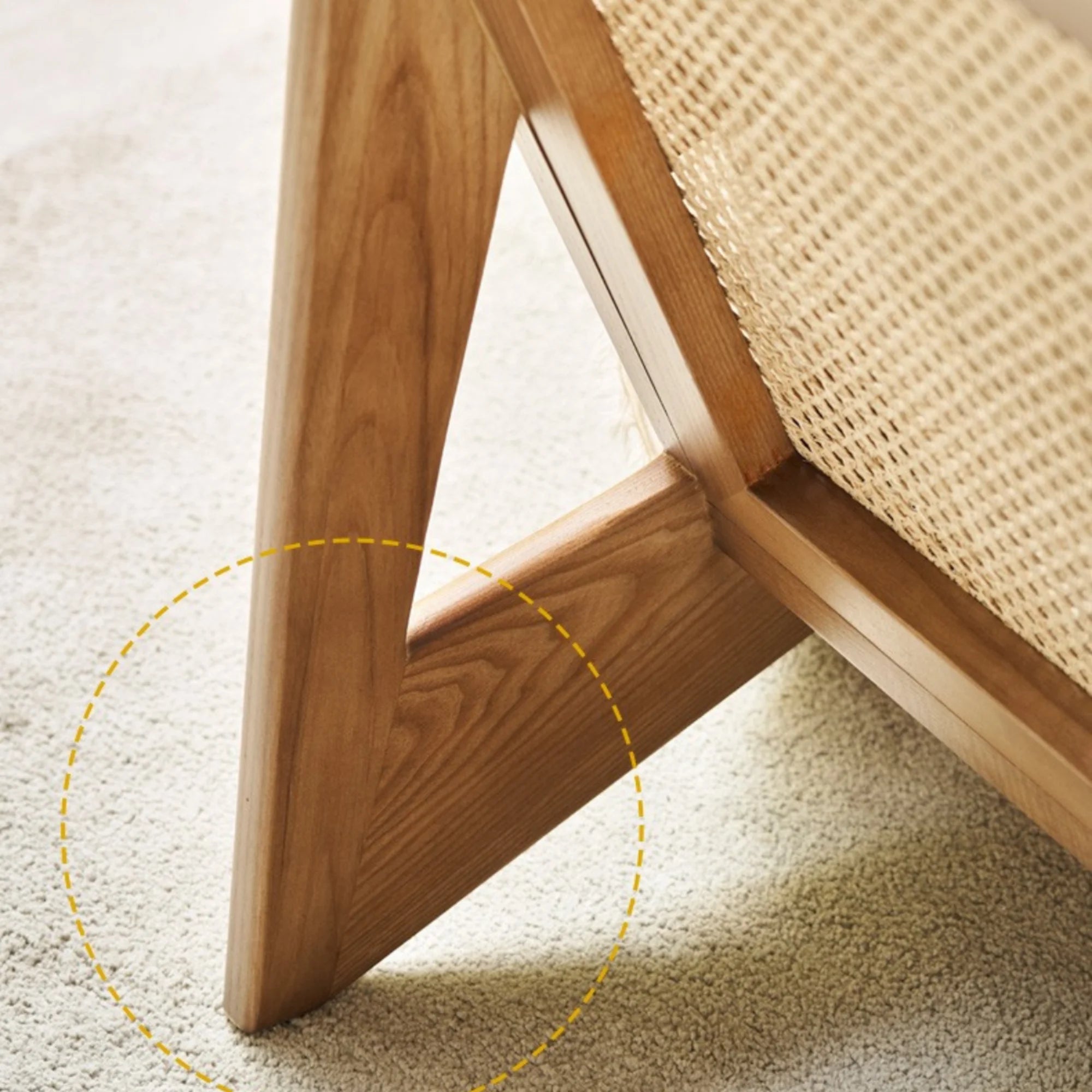 BohoBoho Rota Solid Wood & Rattan Lounge Chair, Dark Wood, 72x78x75cm