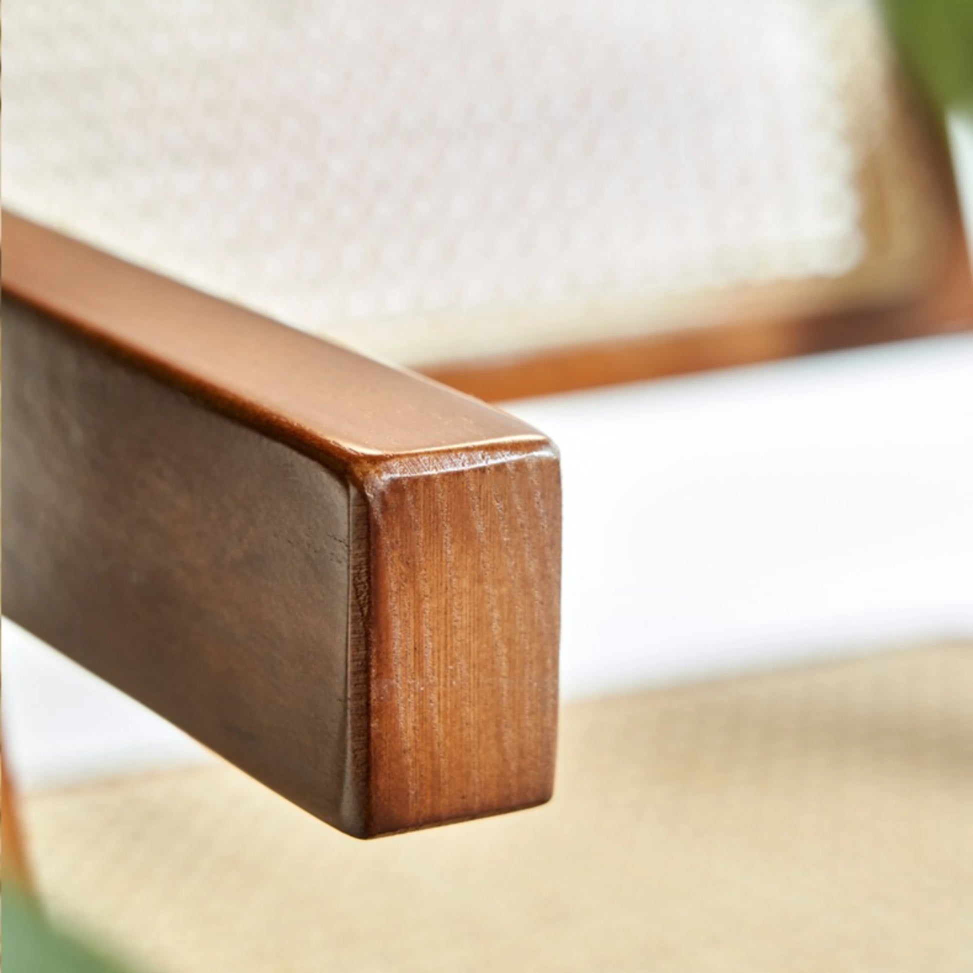 BohoBoho Rota Solid Wood & Rattan Dining Chair with Armrest, Natural Wood