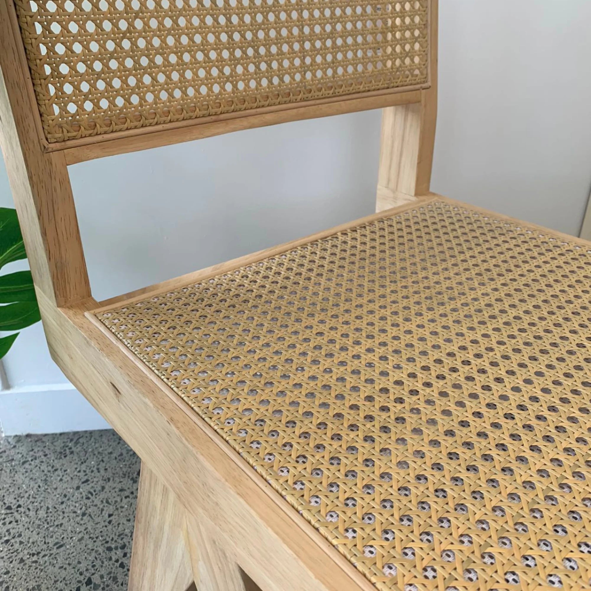 BohoBoho Rota Solid Wood & Rattan Dining Chair, Natural Wood, Set of 2