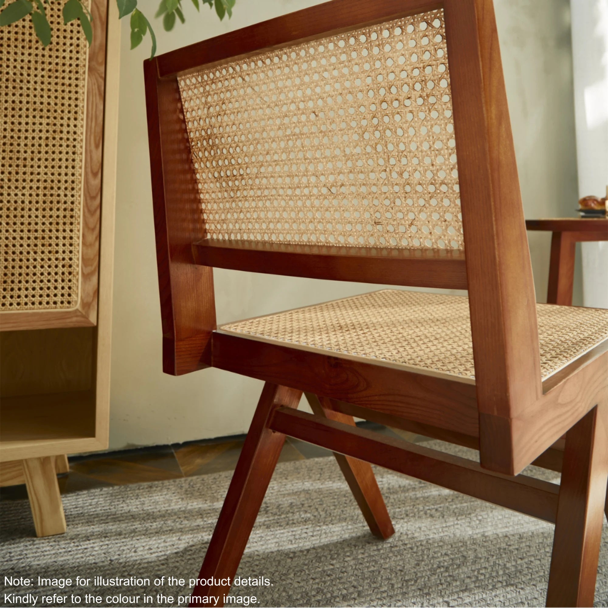 BohoBoho Rota Solid Wood & Rattan Dining Chair, Natural Wood, Set of 2