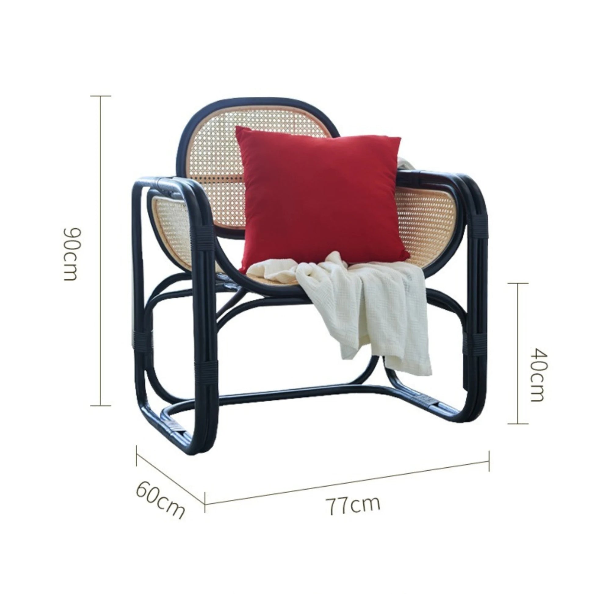 BohoBoho Sedo Solid Wood & Rattan Lounge Chair, Natural Wood