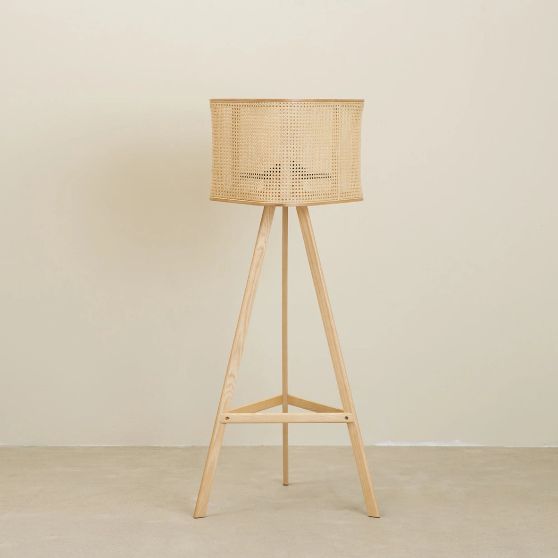 BohoBoho Tranquilo Solid Wood & Rattan Floor Lamp, Natural Wood, 70x70x160cm