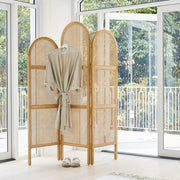 BohoBoho Tranquilo Solid Wood & Rattan Folding Screen, Natural Wood, 150x3x200cm