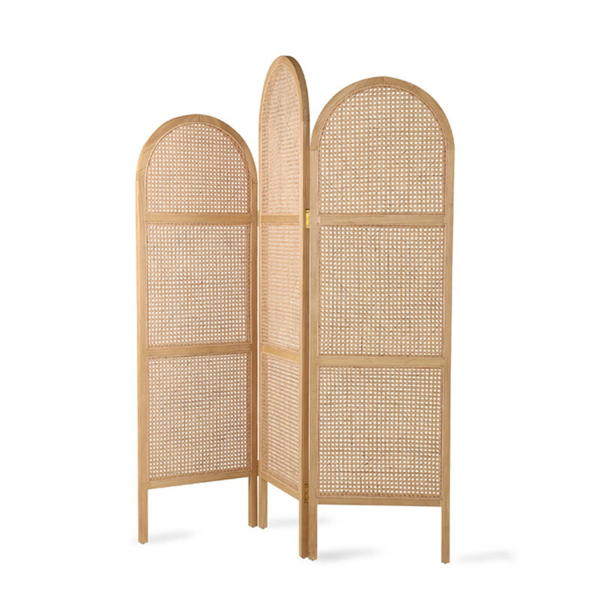 BohoBoho Tranquilo Solid Wood & Rattan Folding Screen, Natural Wood, 150x3x200cm