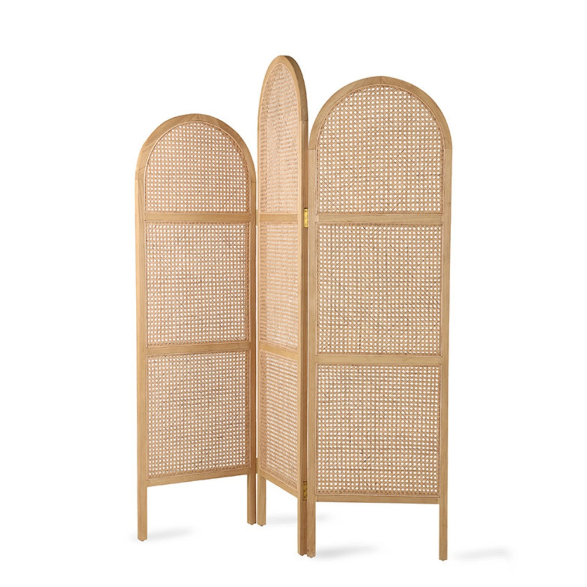 BohoBoho Tranquilo Solid Wood & Rattan Folding Screen, Natural Wood, 150x3x200cm
