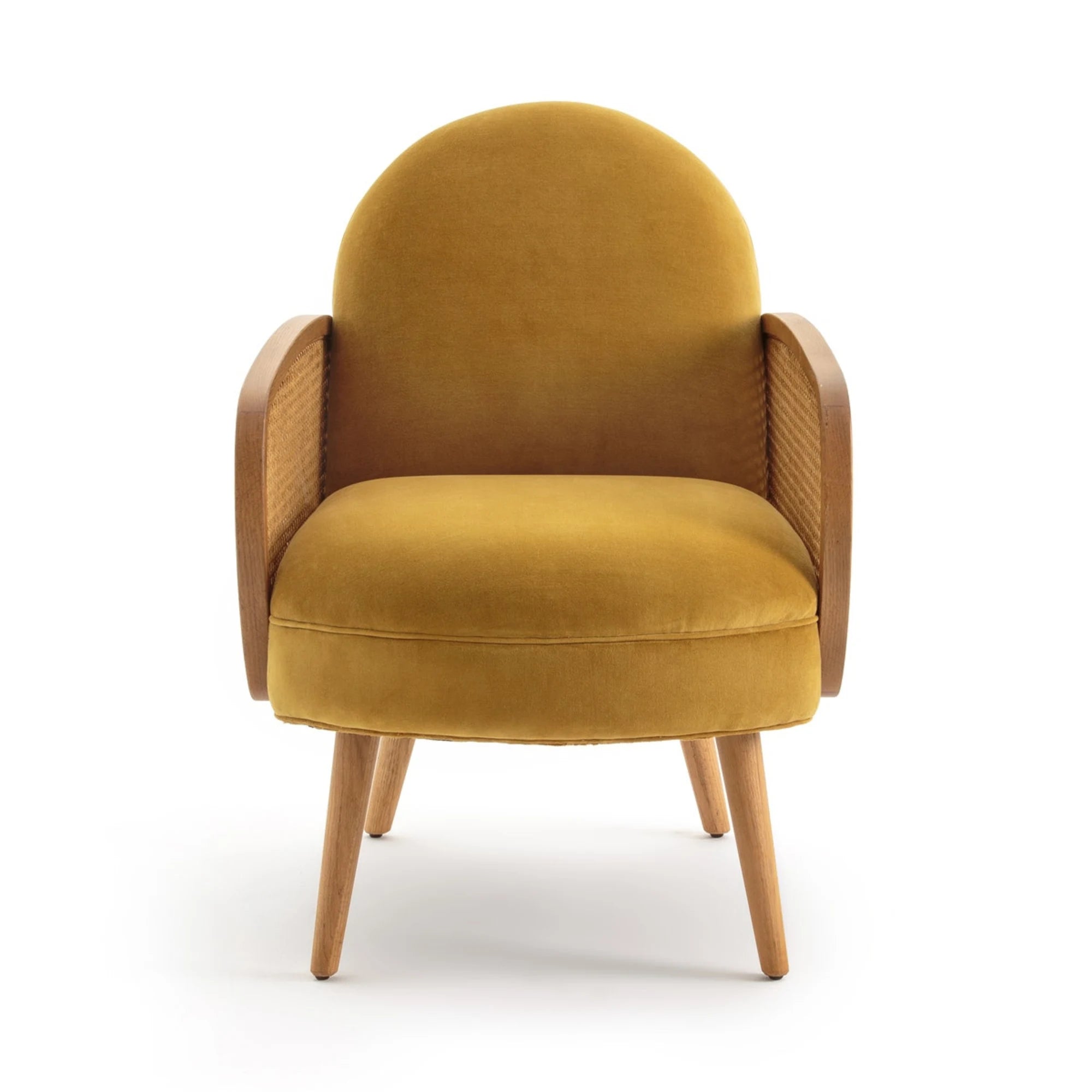 BohoBoho Verus Solid Ash & Rattan Armchair, Yellow
