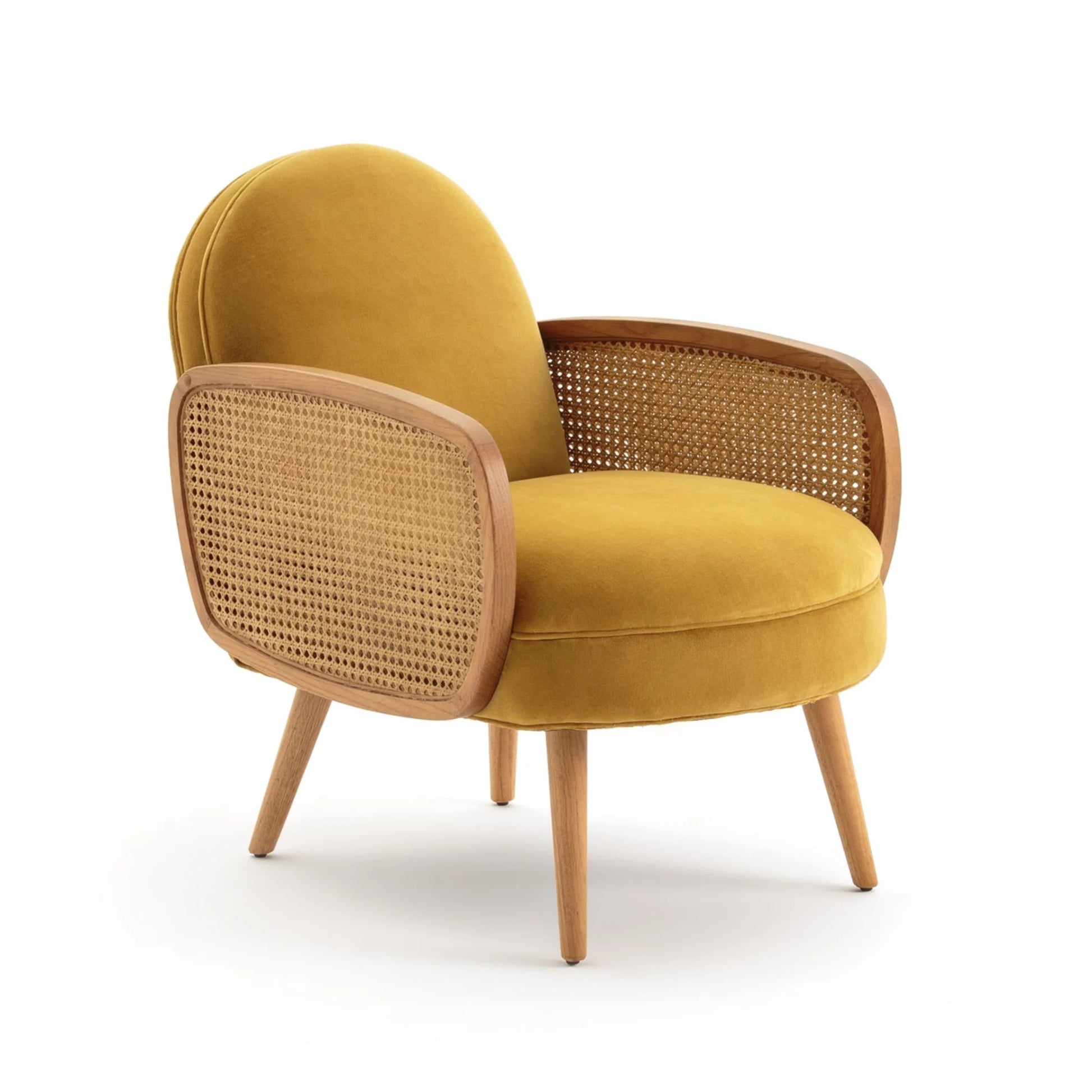 BohoBoho Verus Solid Ash & Rattan Armchair, Yellow