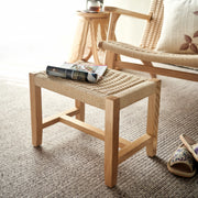 BohoBoho Verus Solid Wood & Rattan Foot Stool, Natural Wood