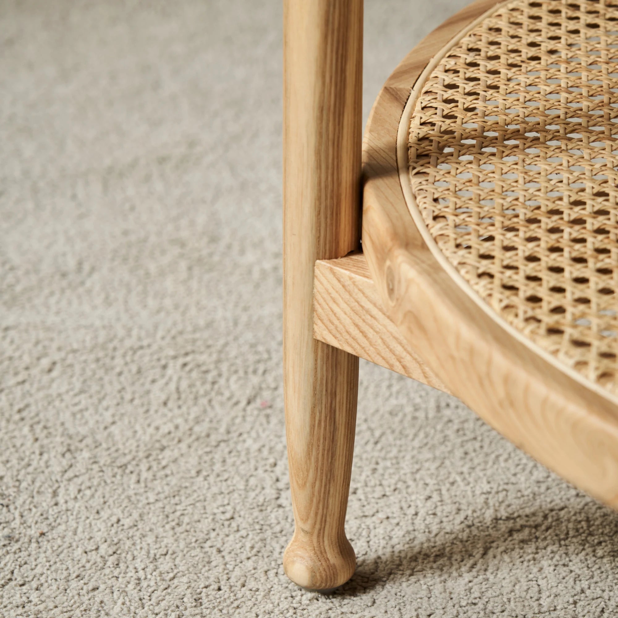 BohoBoho Verus Solid Wood & Rattan Ripple Coffee Table, Natural Wood, 51x61cm