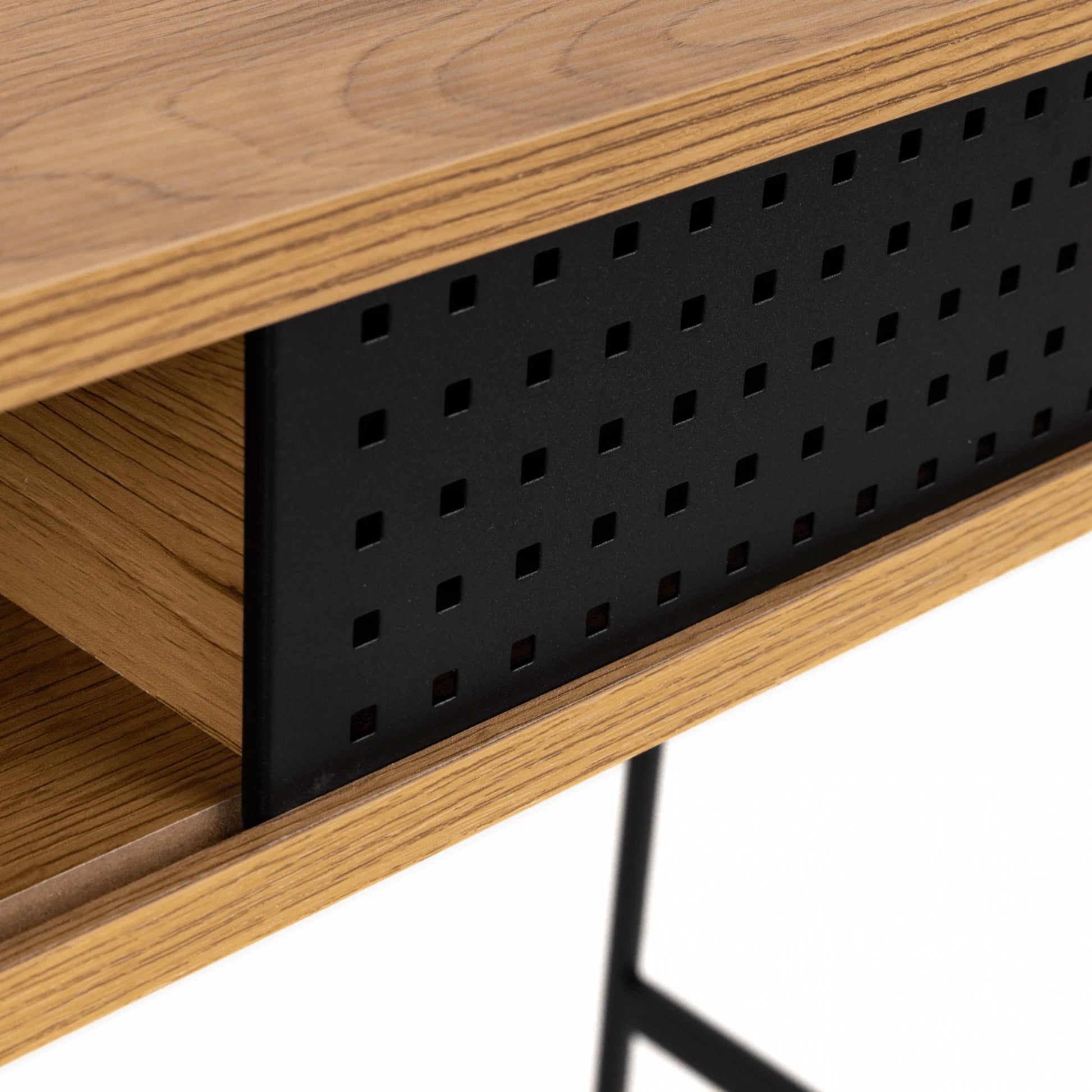 Hjem Design August Rectangular Office Desk, Natural Wood & Black