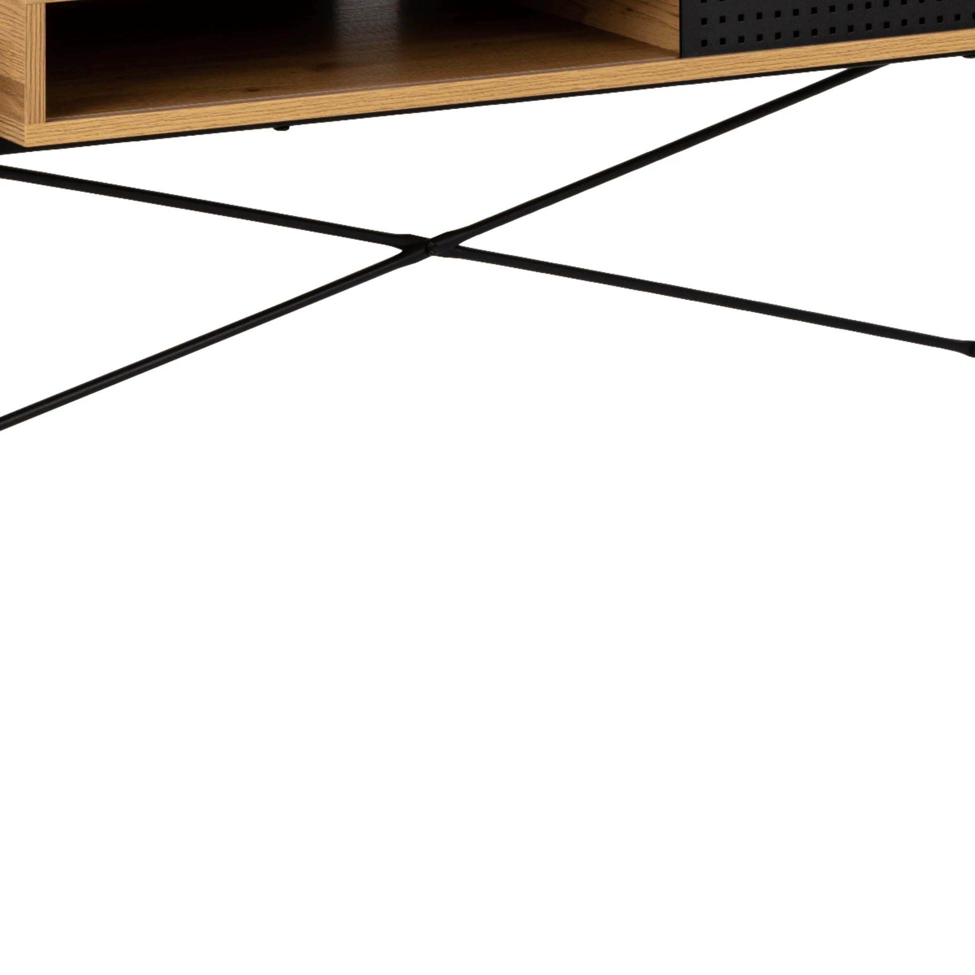 Hjem Design August Rectangular Office Desk, Natural Wood & Black