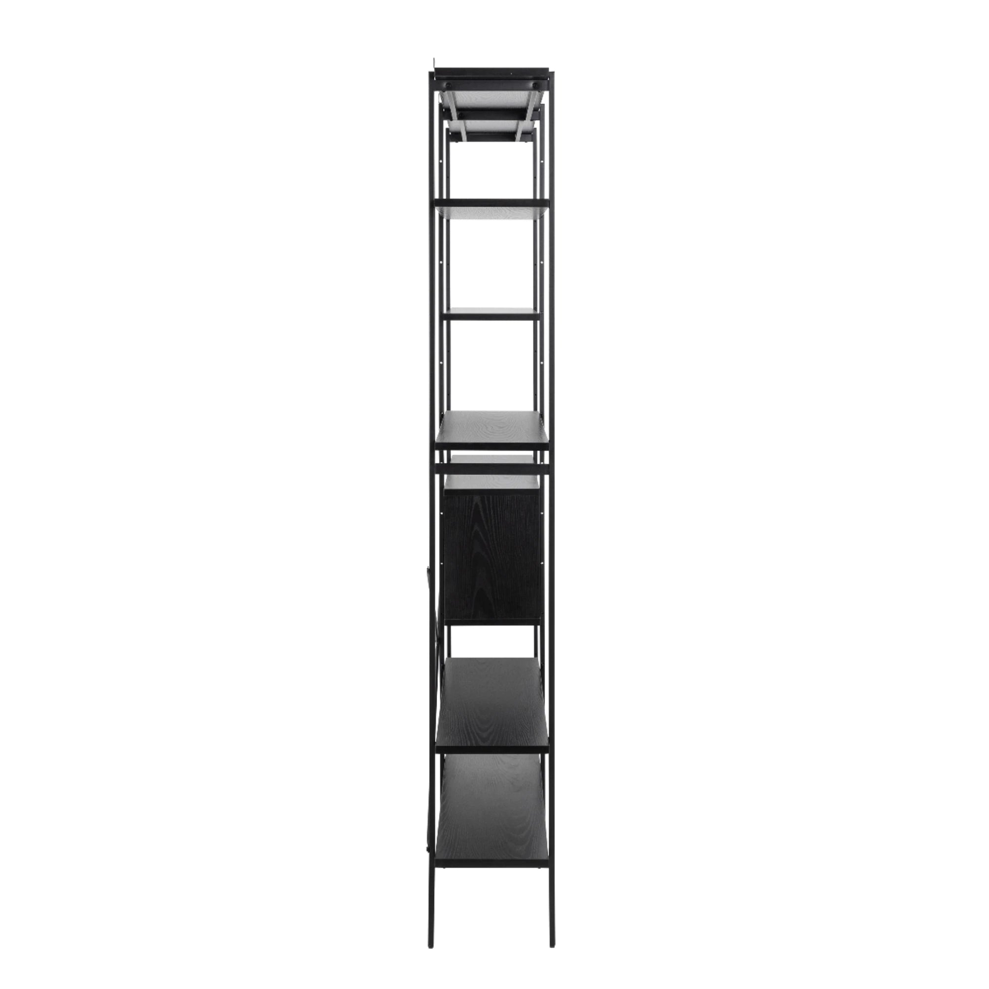 Hjem Design August Shelving Unit, Black, 172x27x188cm