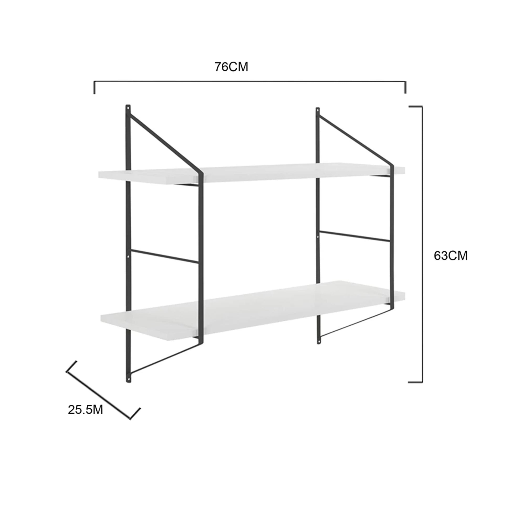 Hjem Design Cardiff Rectangular Wall Shelf, Small, White