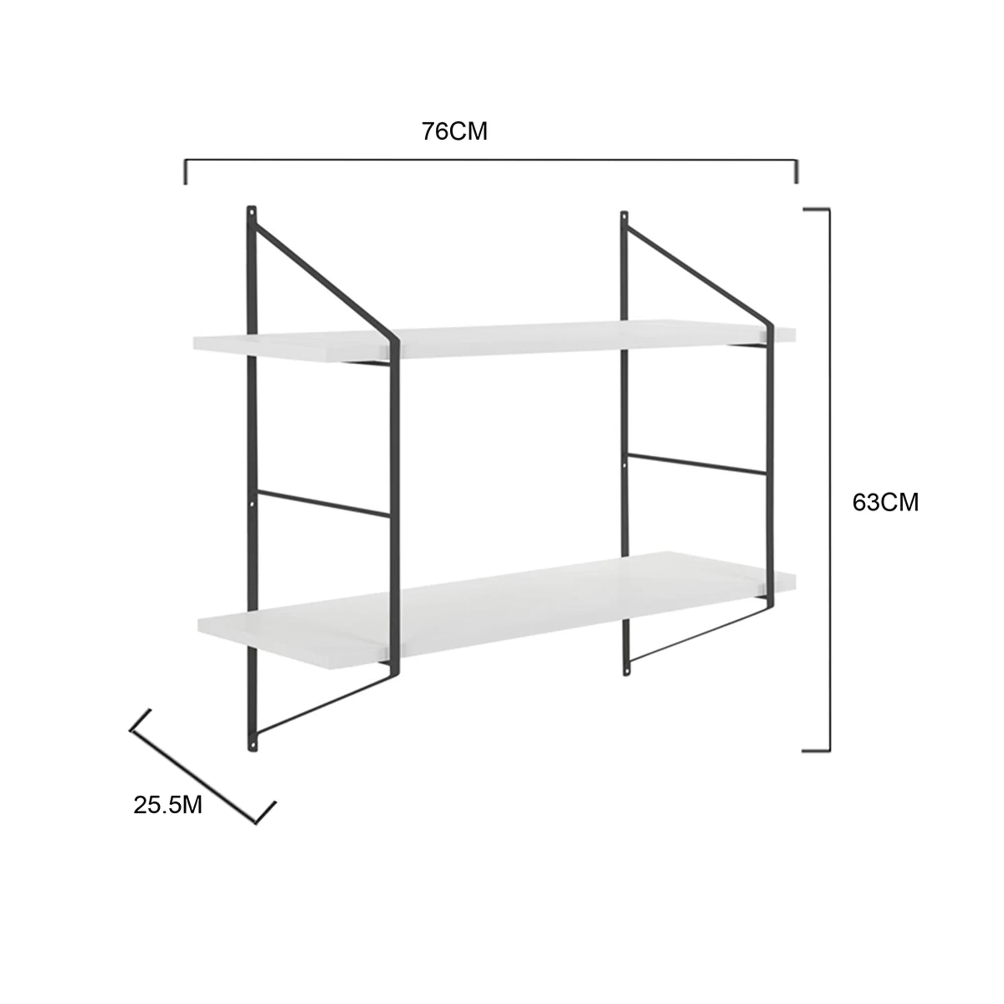 Hjem Design Cardiff Rectangular Wall Shelf, Small, White